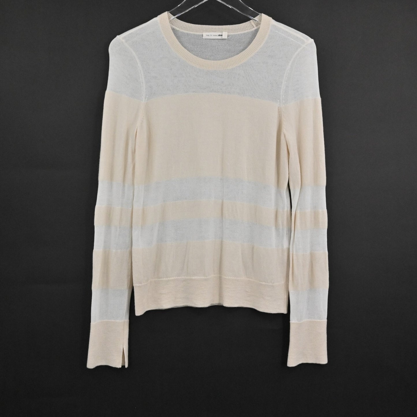 RAG BONE Womens Sweater Merino Wool Size M Vivi Crew Lightweight Stripe Neutral