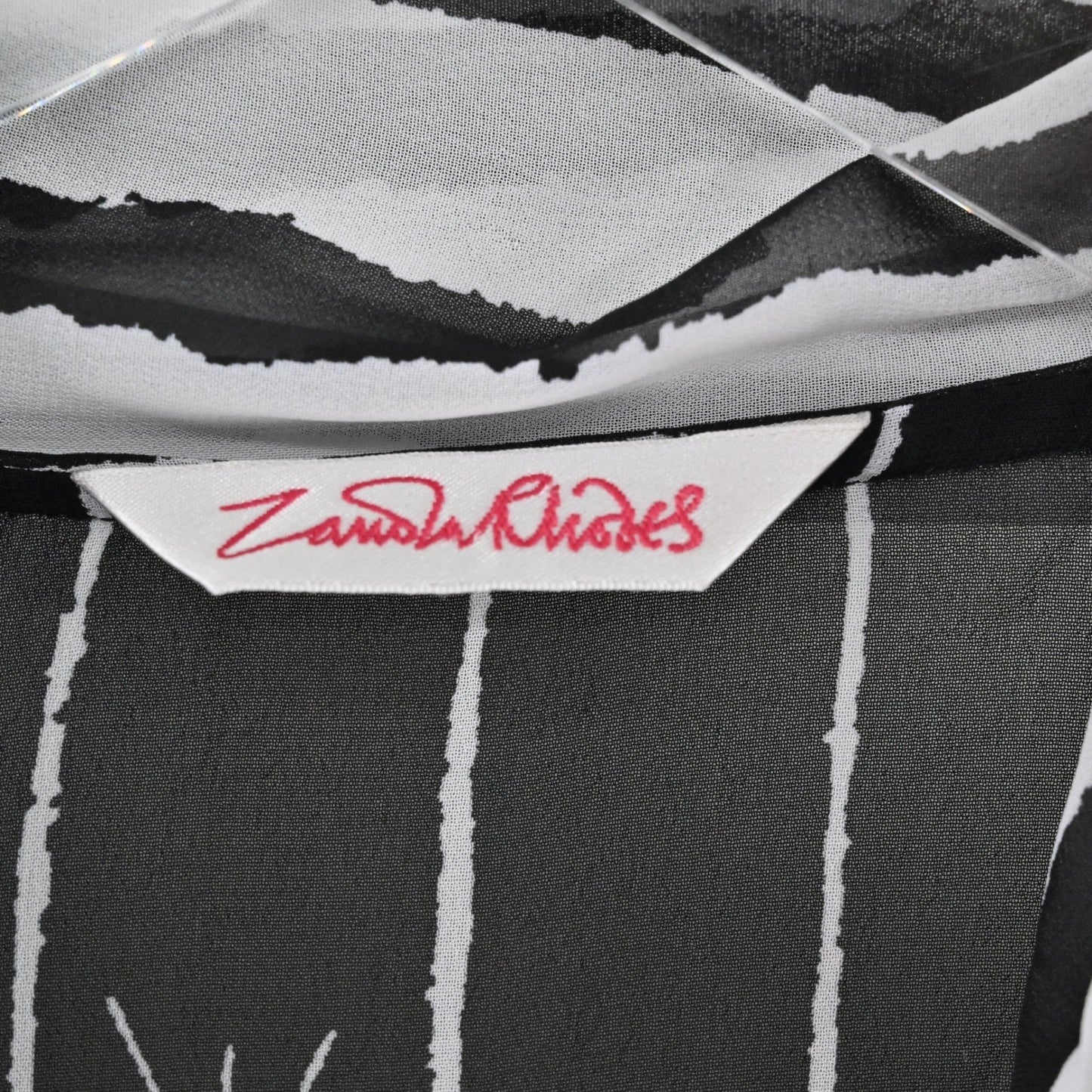 Zandra Rhodes Striped Sheer Duster Cardigan Size S Black White Kimono Festival