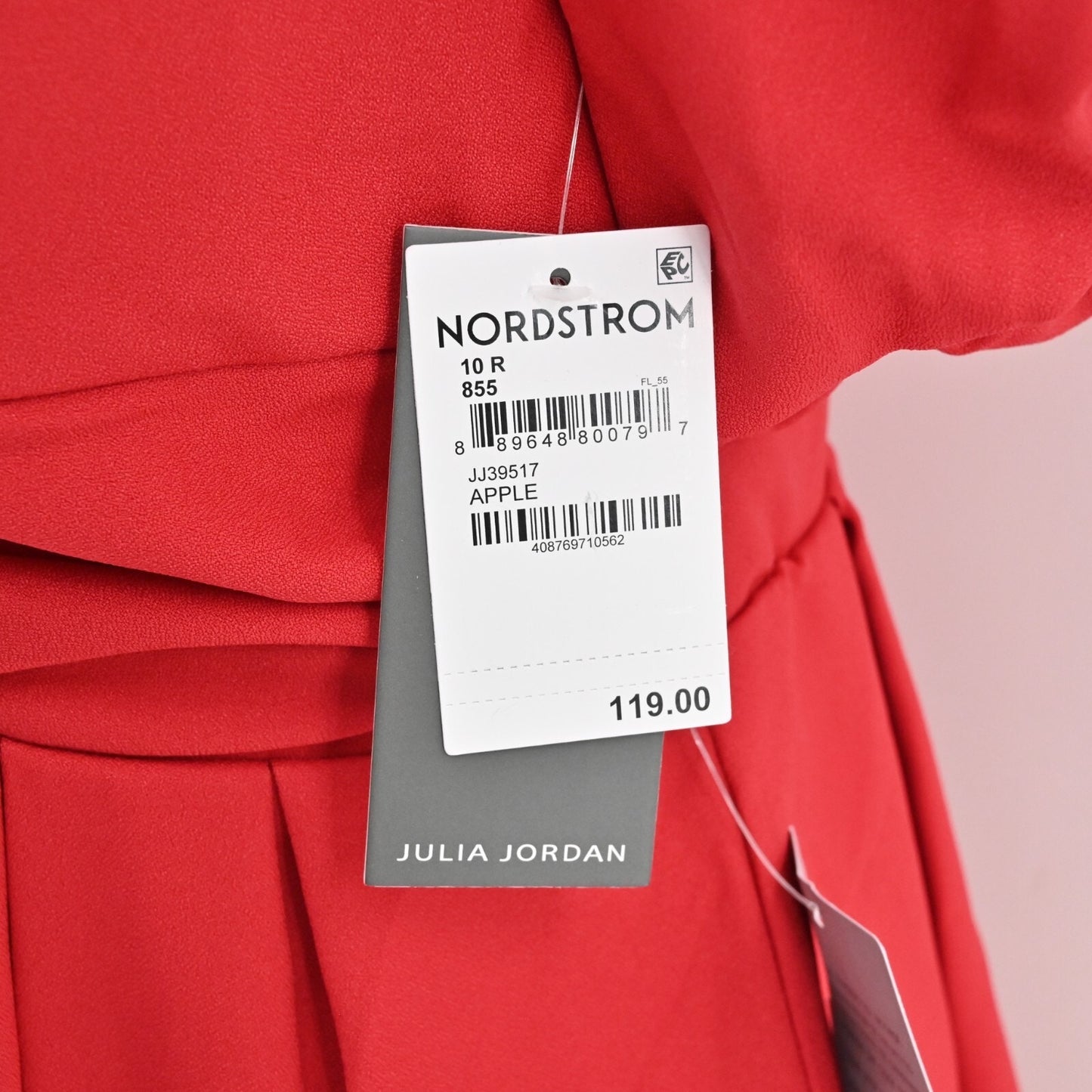 JULIA JORDAN Dress Size 10 Twist Knot Front Pleated Puff Sleeve Apple Red NEW