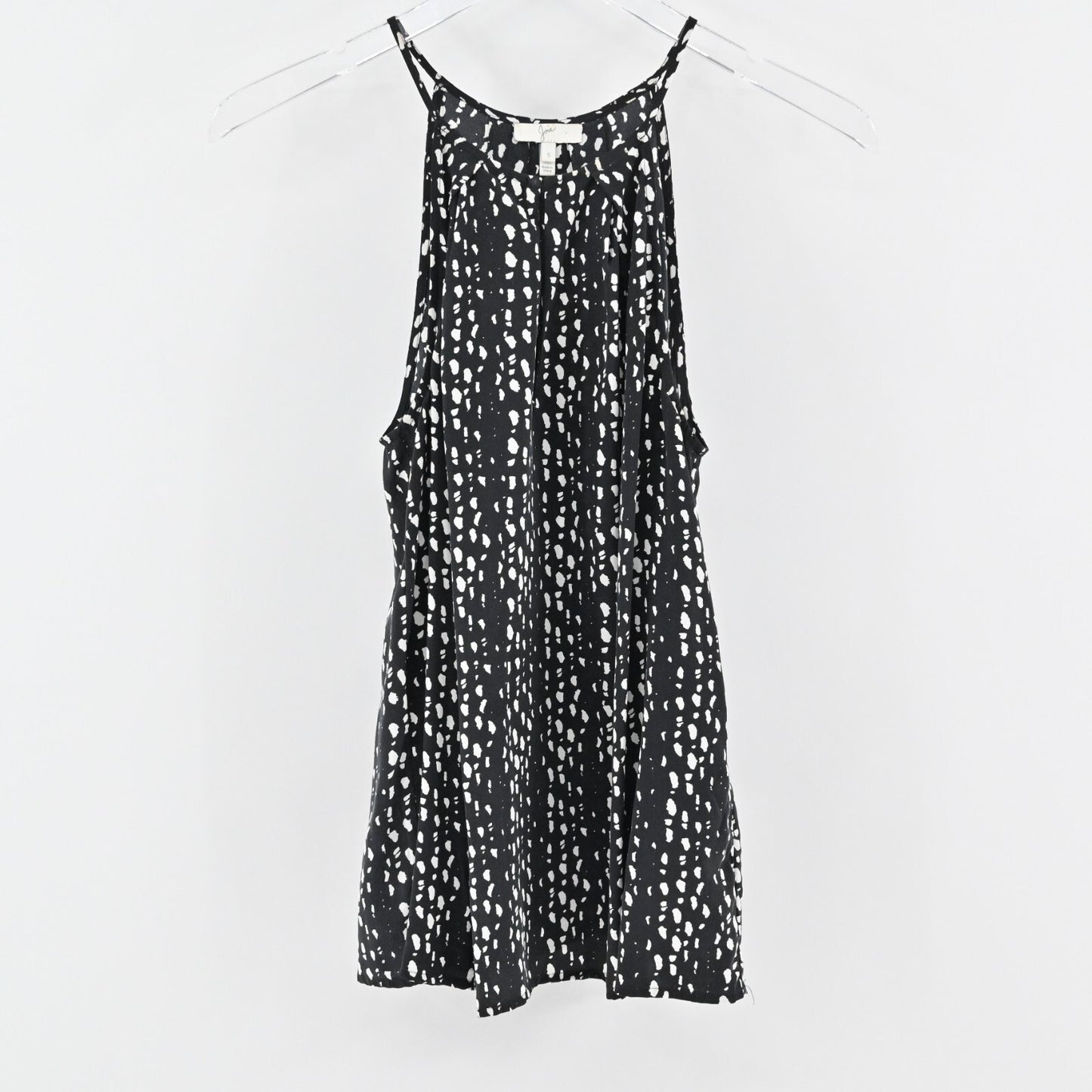 JOIE Silk Top Womens Size S Black White Print Sleeveless Blouse Minimalist Retro