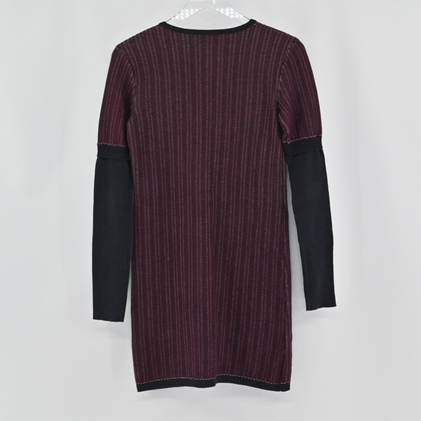 DEREK LAM Sweater Dress Size S 10 CROSBY Mini Wine Black Stripe Cotton Purple