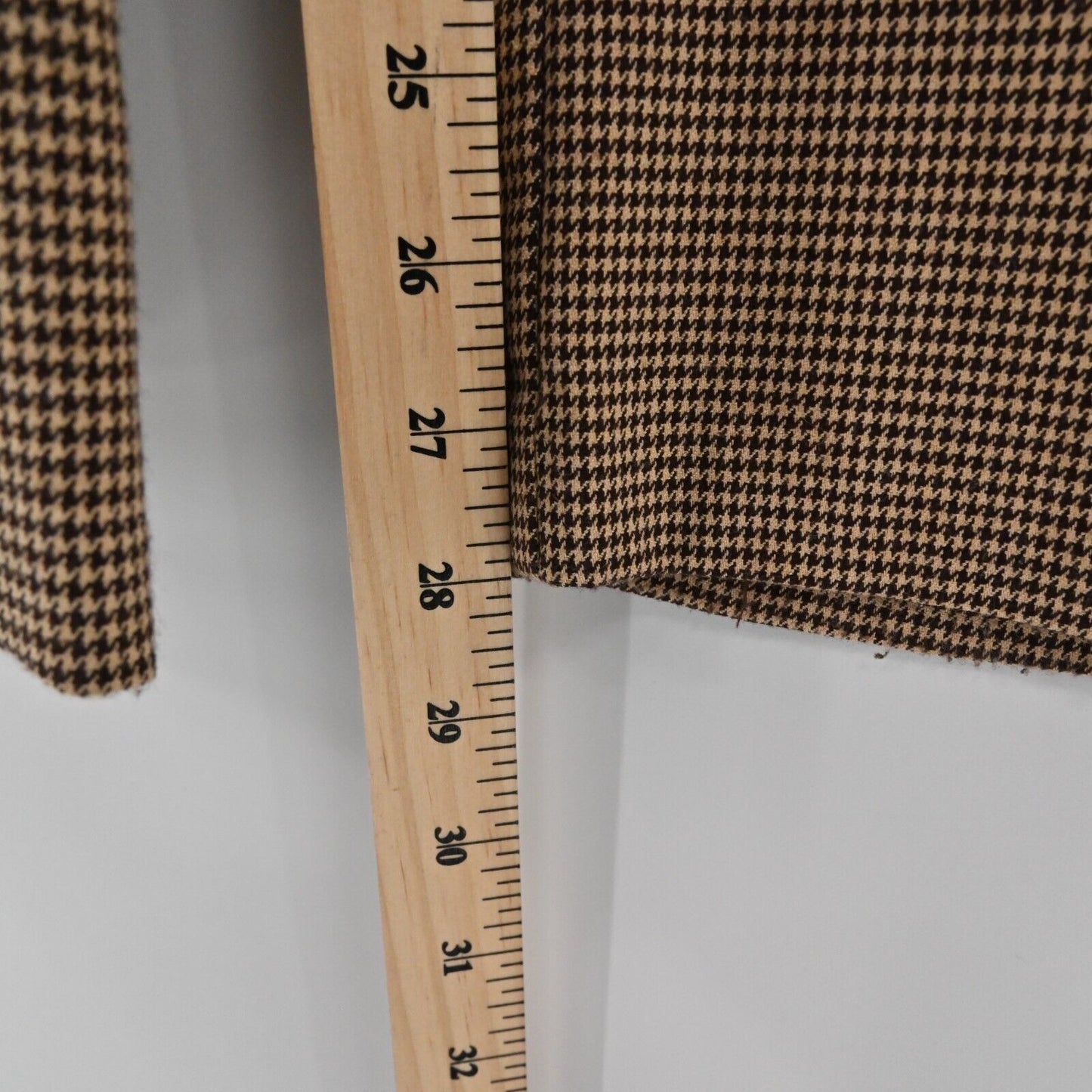 Vtg SAG HARBOR Pants Womens Sz 8P Stretch Houndstooth Black Tan Wide Leg Trouser