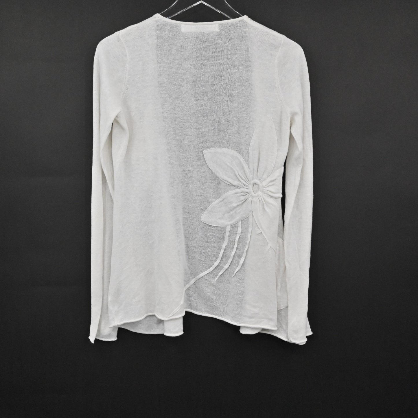 Anthropologie Sparrow Cardigan Sweater Womens Size S Linen Cotton White Flower