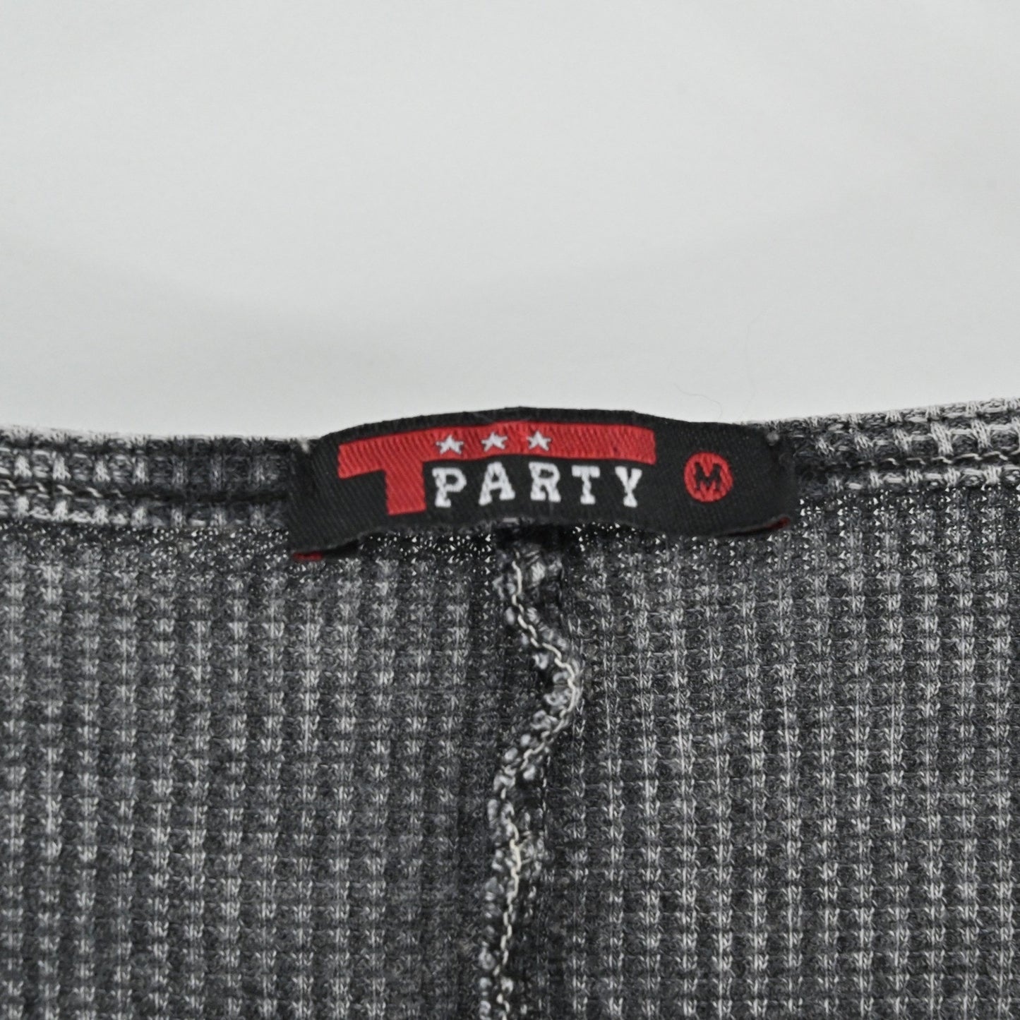 Vtg Y2k T Party Waffle Knit Dress Size M Gray Whimsigoth Grunge Asymmetrical
