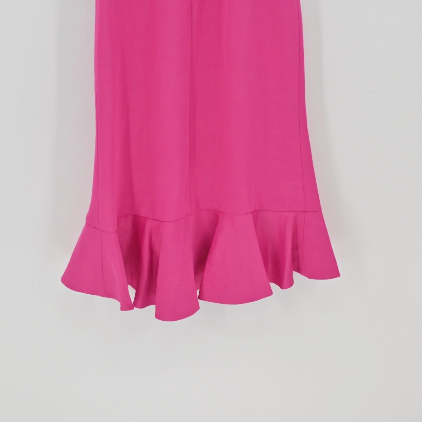 AMUR Ashley Dress Size 2 Linen Pink Satin Ruffle Wedding Guest Feminine Romantic