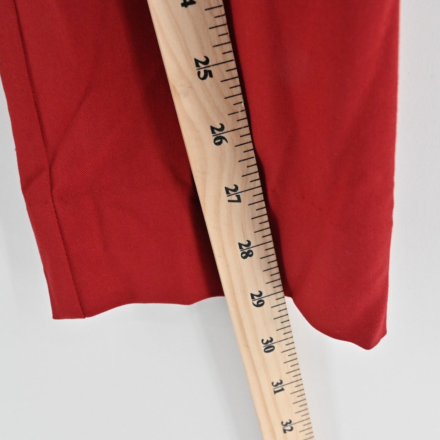 AIJEK Womens Red Pants Size S Lace Detail Straight Stretch Mid Rise Trousers