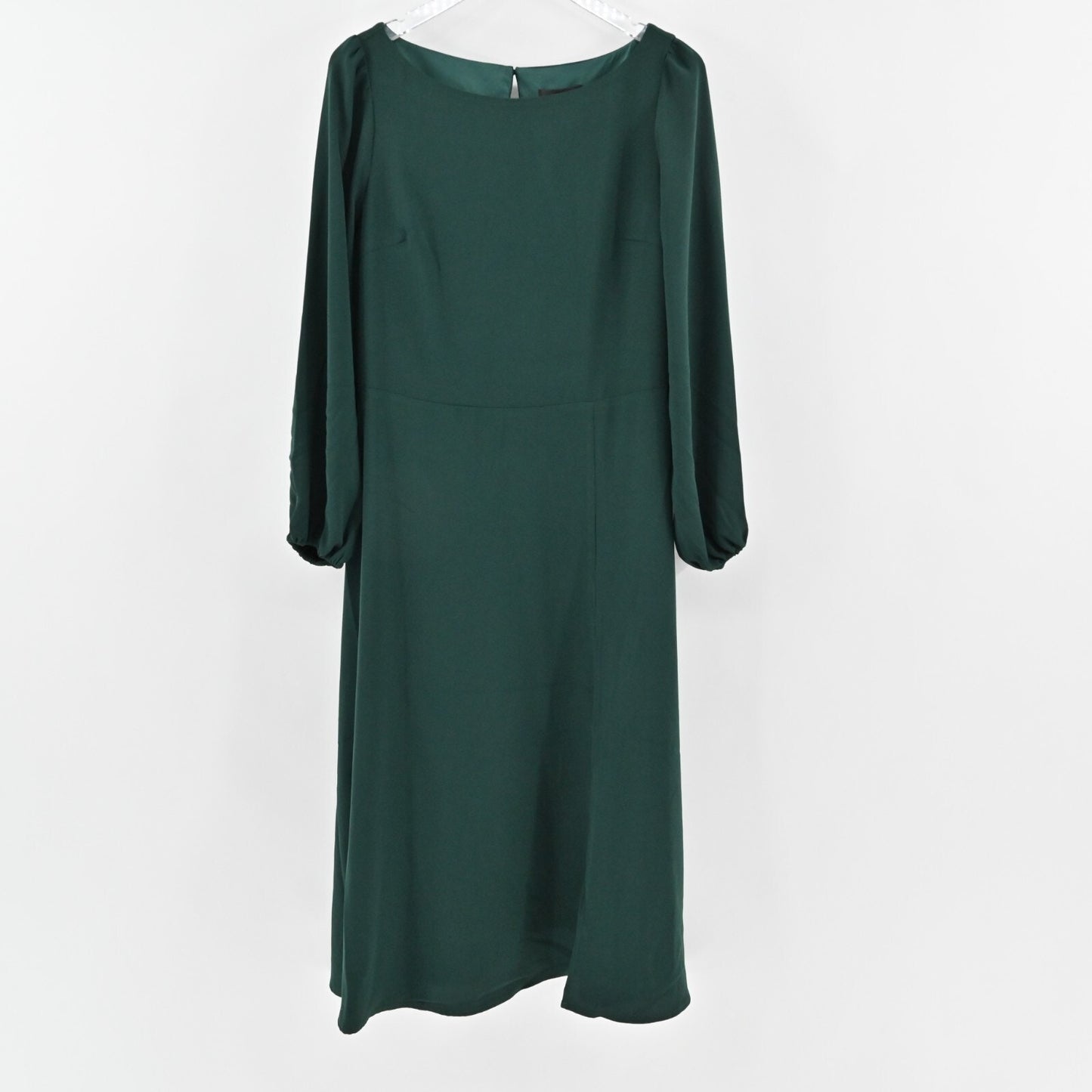 ALEXIA ADMOR Midi Dress Size 12 Emerald Green Bateau Neck ALine Long Sleeve NEW