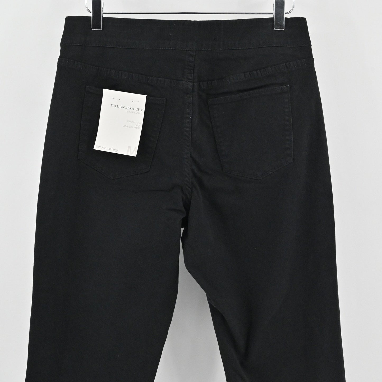 Soft Surroundings Womens Pull On Crop Pants Size M Black Stretch Casual