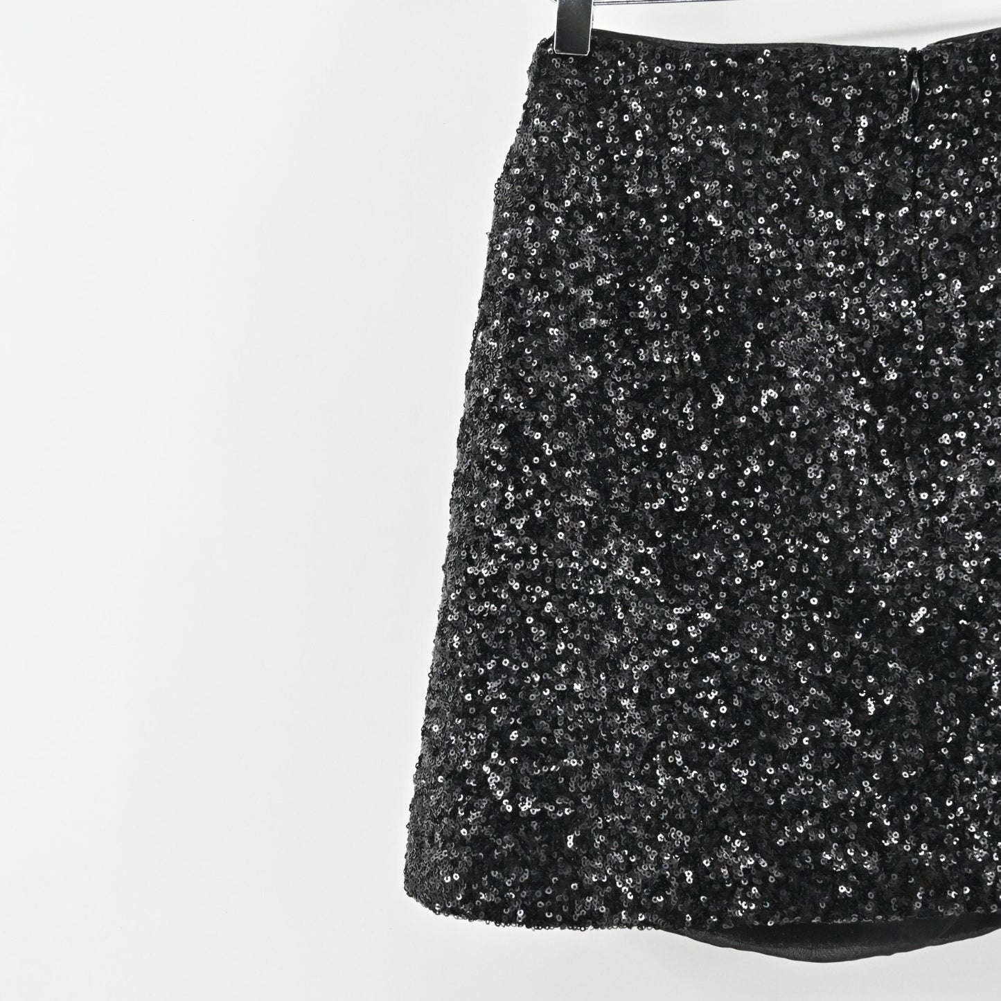 House of Harlow Skirt Size M/L Black Sequin Faux Wrap Side Tie Mini Glam Lined
