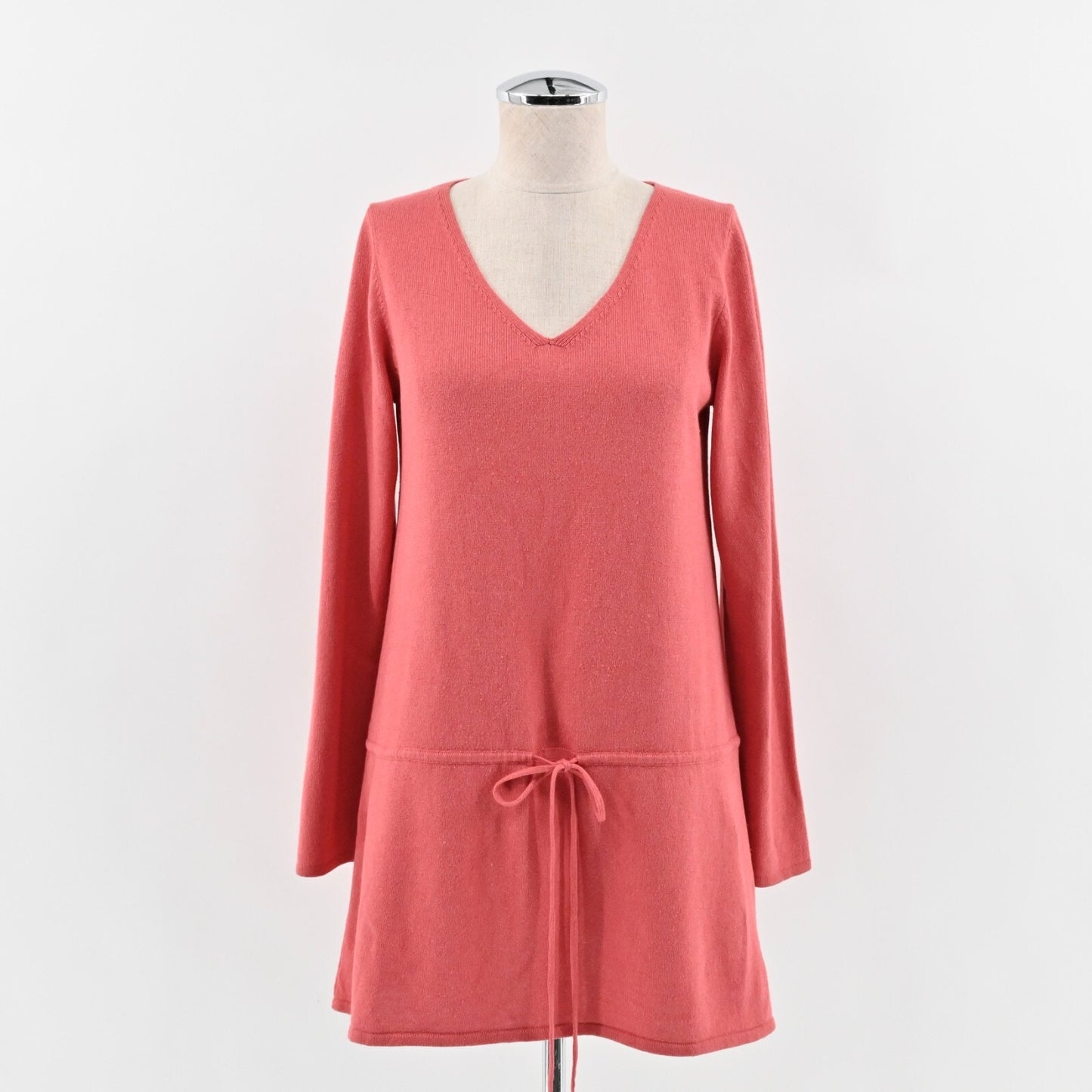 EILEEN FISHER Cashmere Silk Sweater Womens Size S Coral VNeck Knit Cinch Tunic