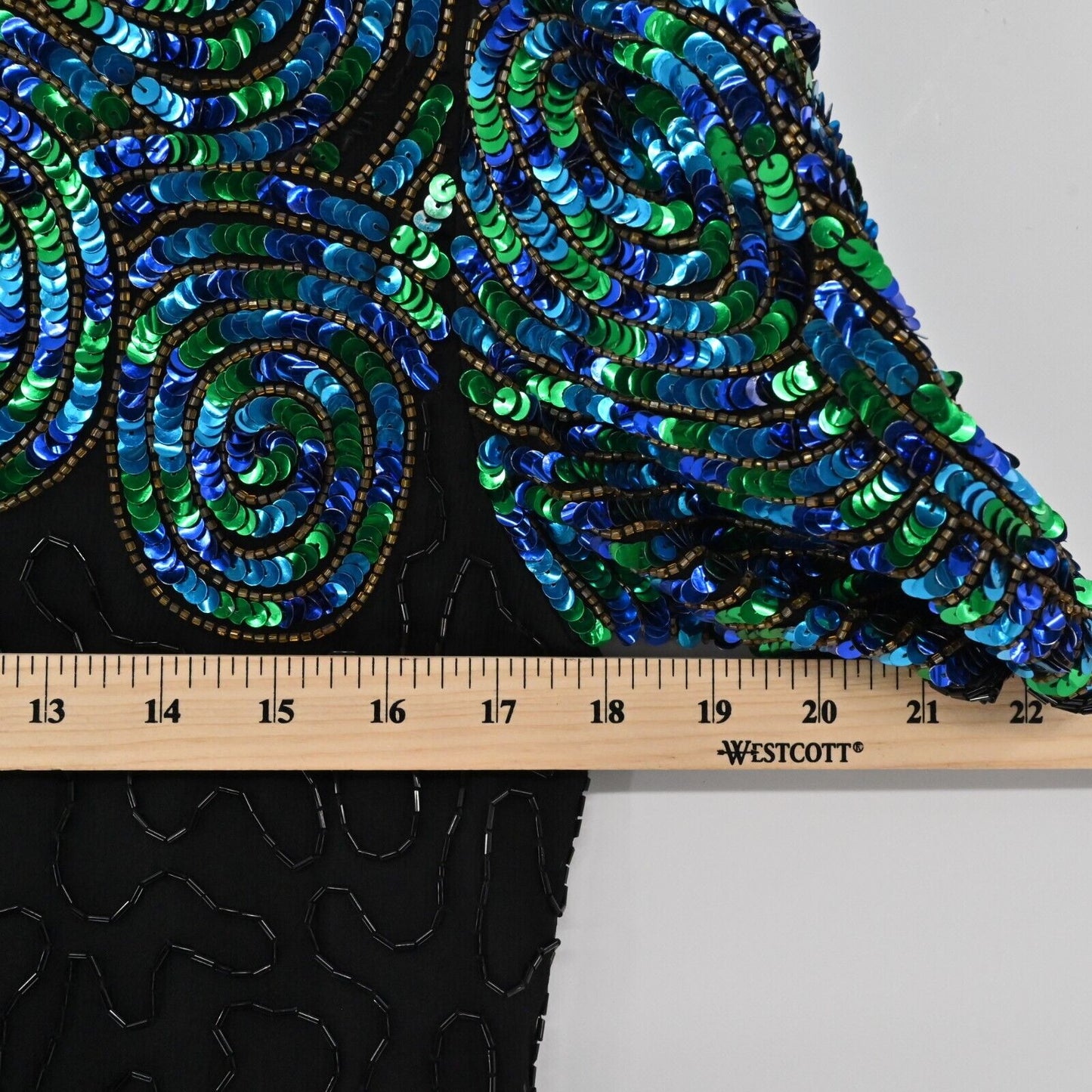 Vtg ROYAL FEELING Top Womens Size M Silk Black Beaded Sequin Blouse Glam Retro