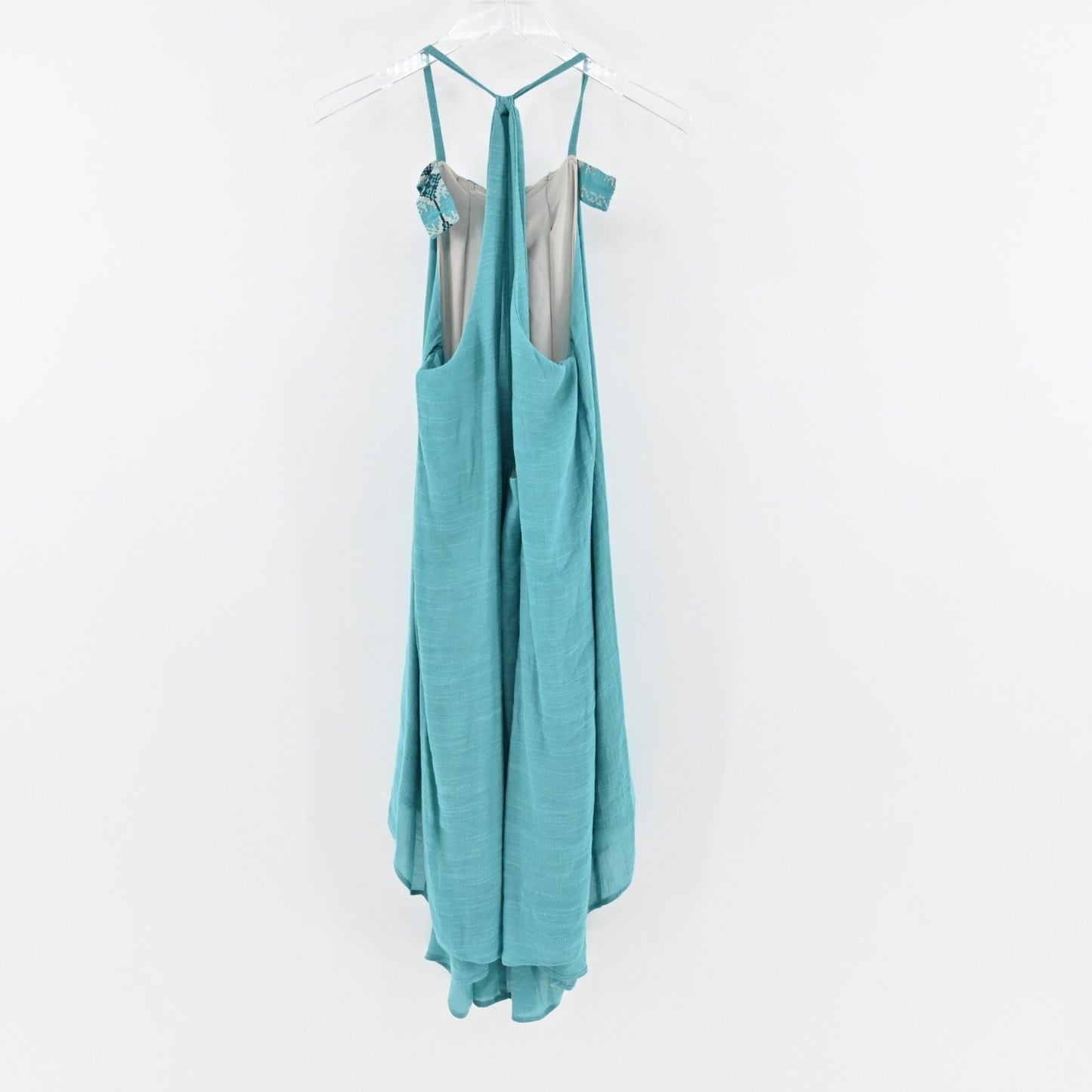KAREN ZAMBOS Dress Size M Blue Sleeveless Embroidered Detail Open Back Relaxed