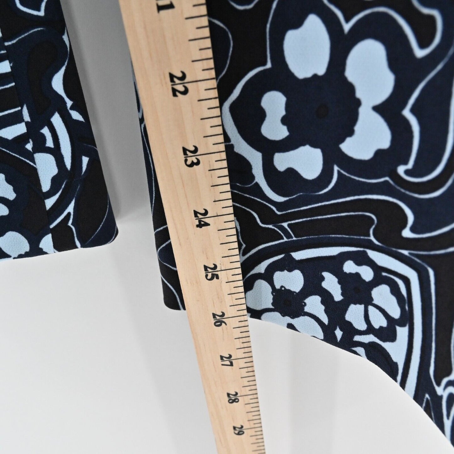 THEORY Pants Womens Sz 10 Rabeanie Crop Flare Trouser Blue Retro Floral Paisley