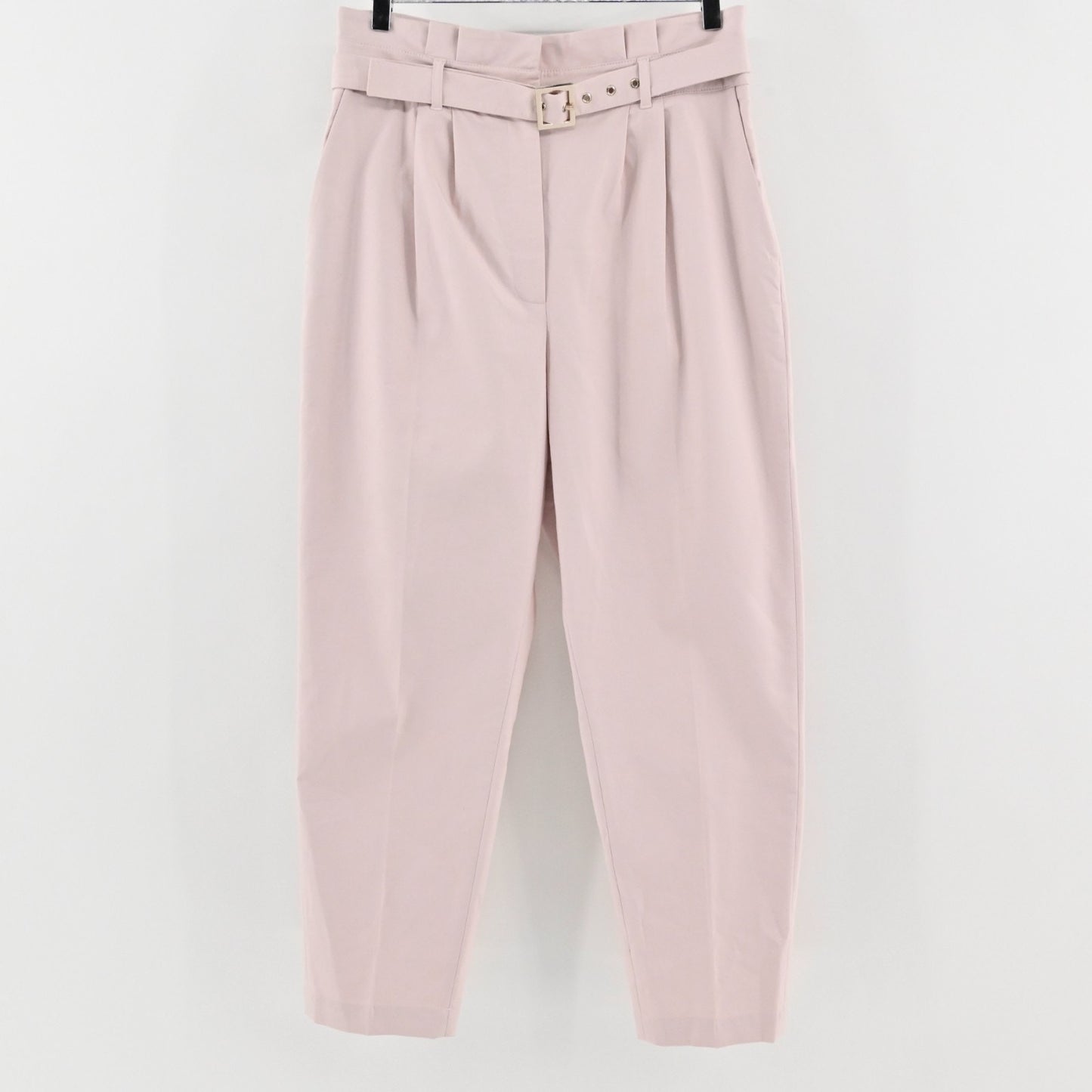Ted Baker Womens Belted Tapered Pants Size M Light Pink High Rise Pleated Chino