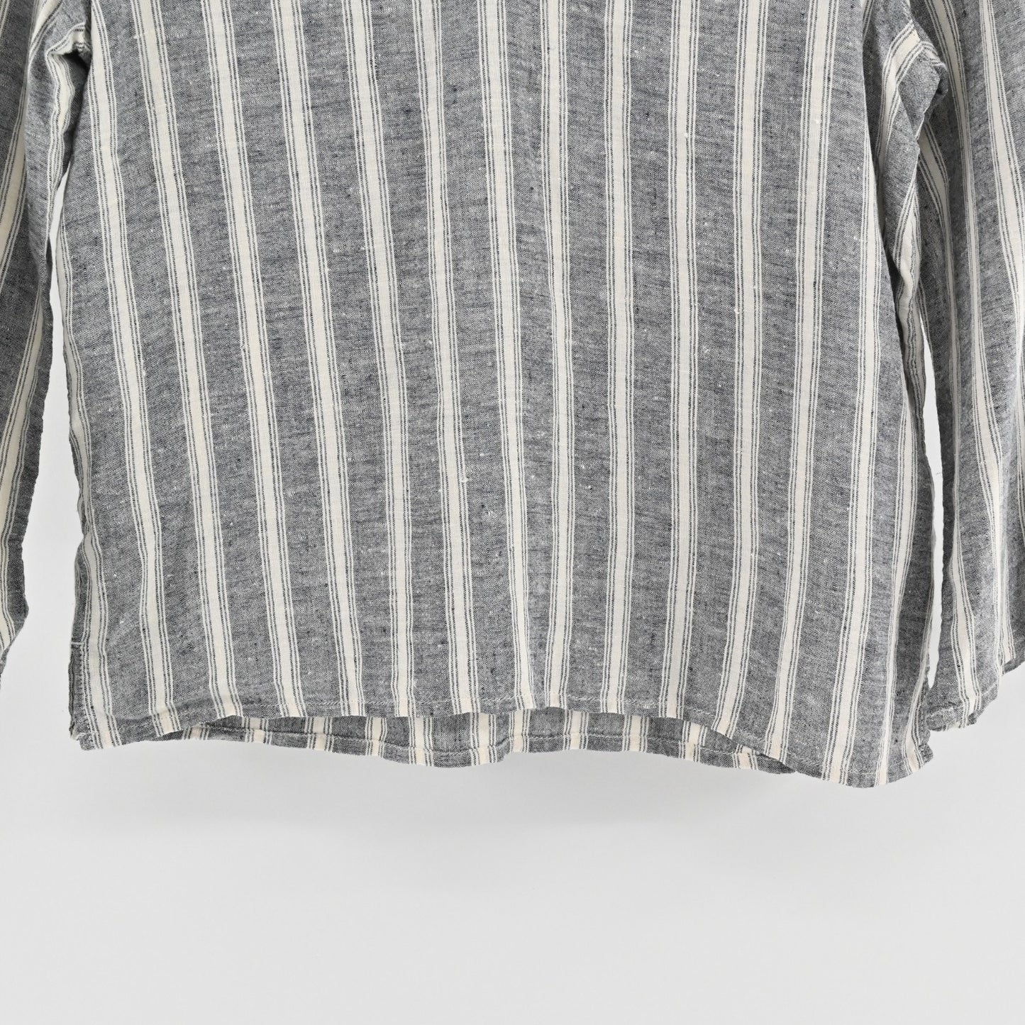 Chrisitan Siriano Womens Linen Stripe Top Size XS Gray Beige Lagenlook Prairie