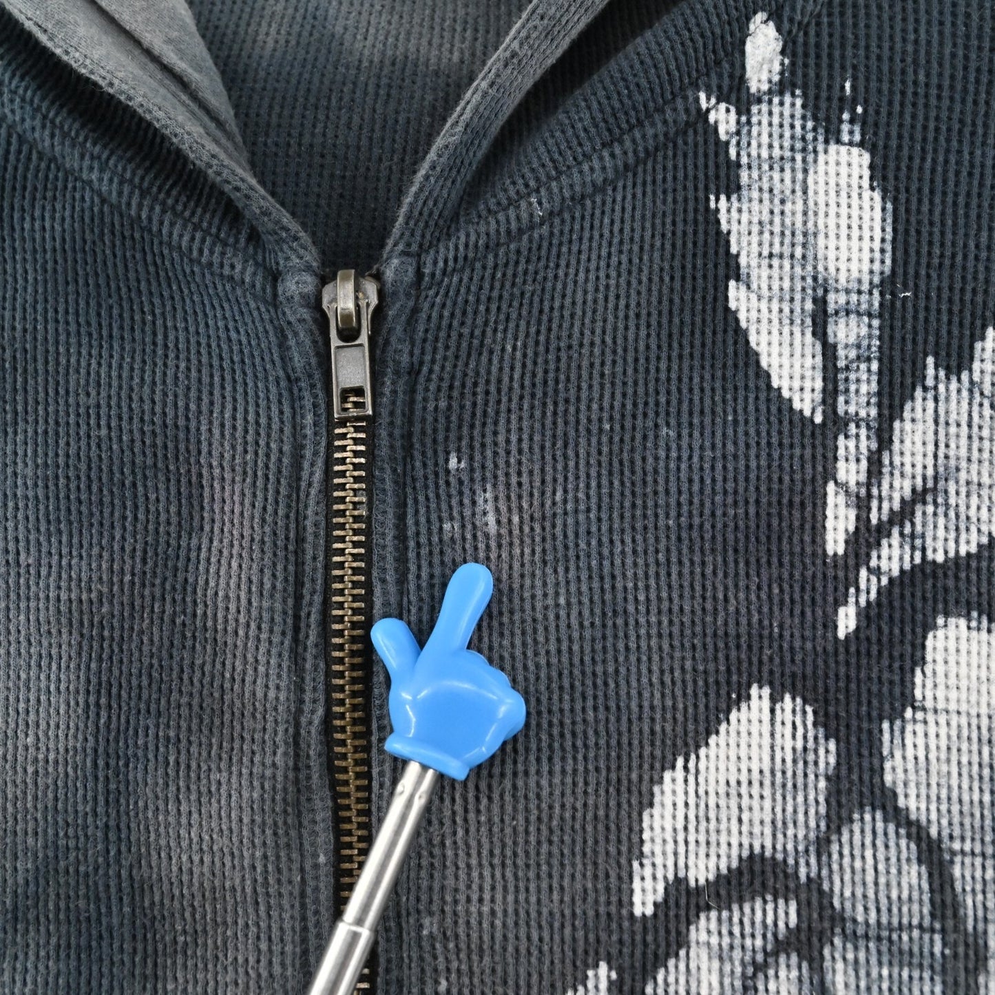 Vtg Y2k T PARTY Womens Jacket Size S Full Zip Hooded Tie Dye Flower Navy Casual