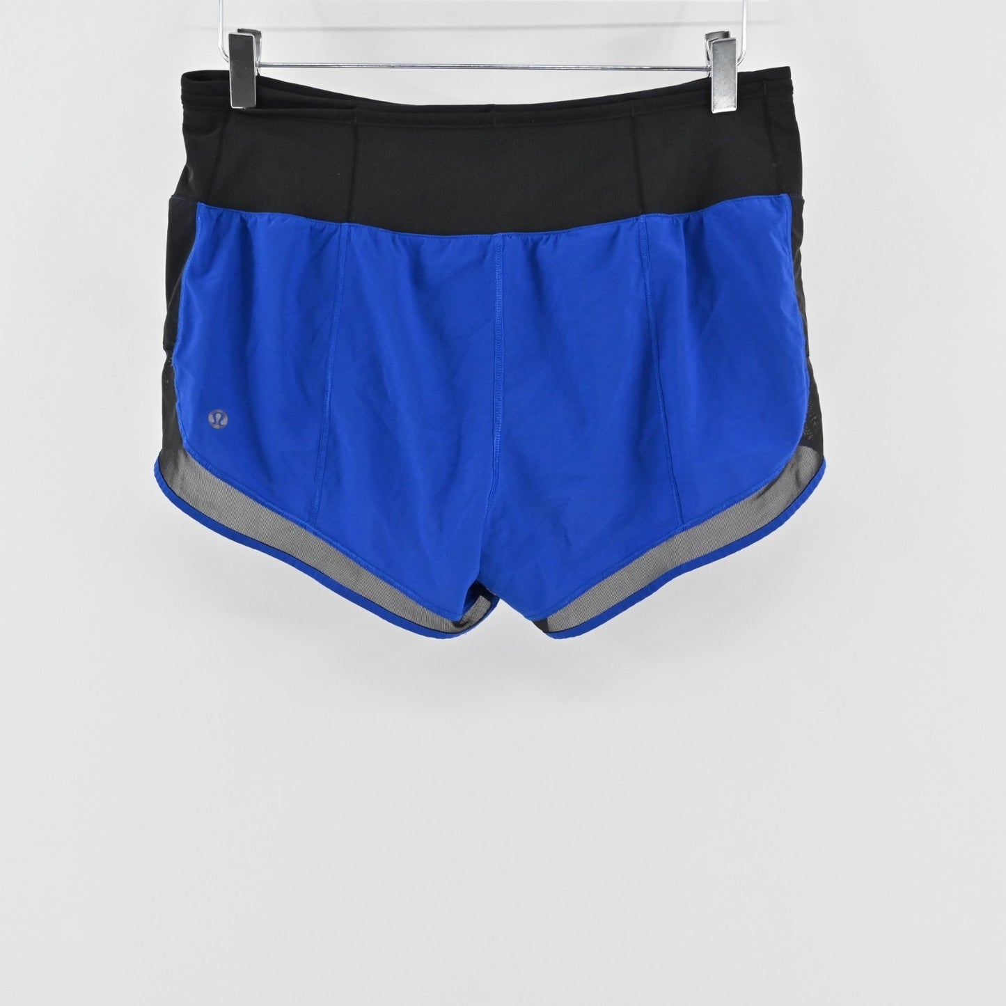 LULULEMON Womens Mind Over Miles Shorts Size 8 Black Jet Stream Blue Low Rise