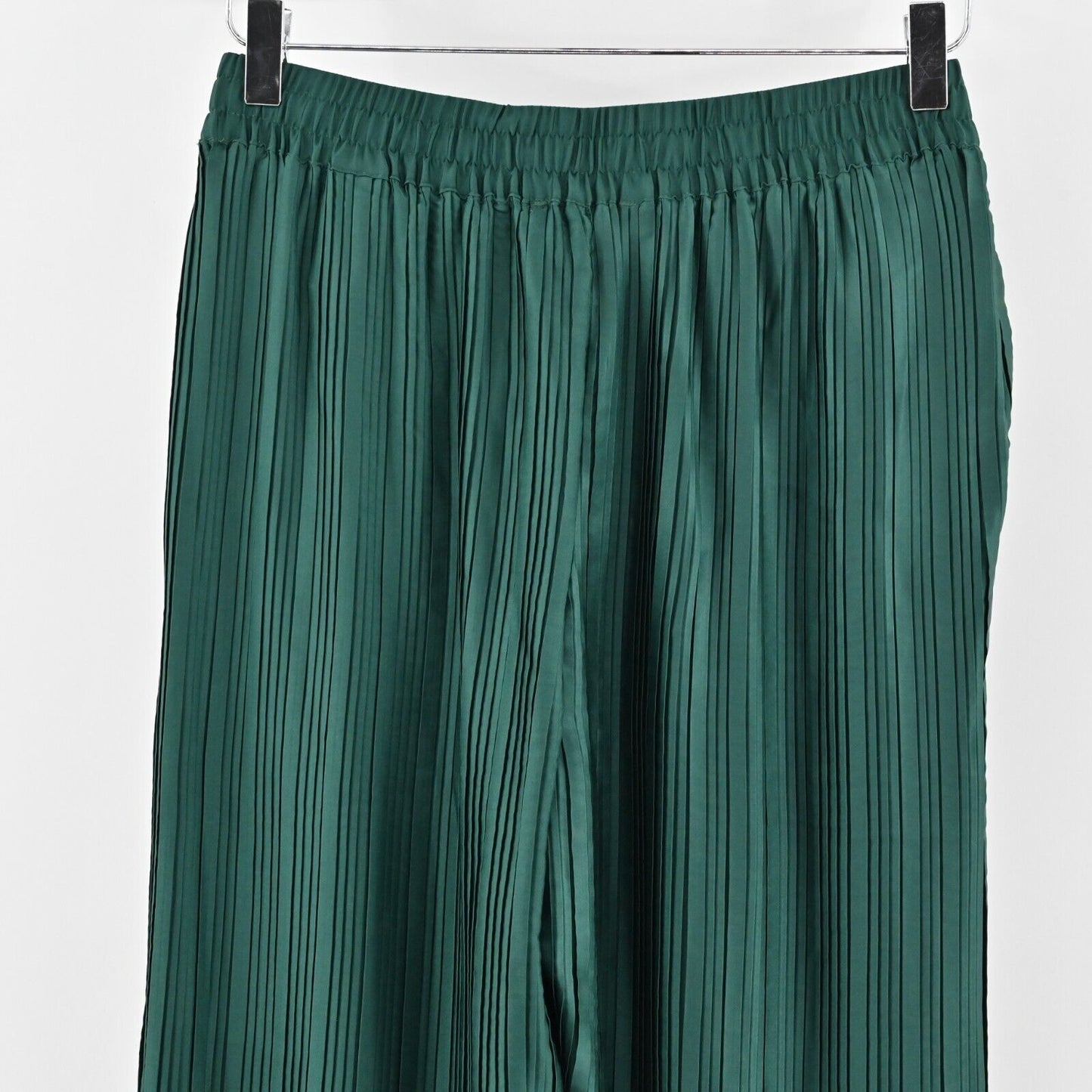 ZARA Pants Womens Size S Emerald Green Pleated Wide Leg Casual Pull On NEW