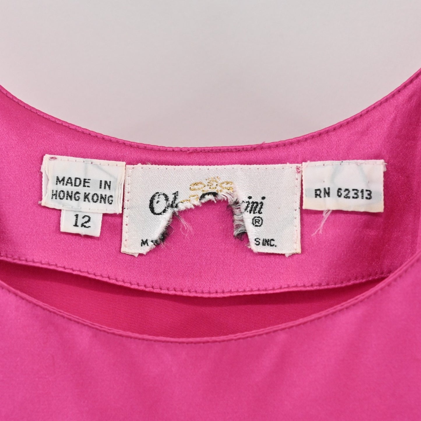 Vintage Oleg Cassini Womens Pink Silk Tank Top Size 12 Satin Scoop Neck Blouse