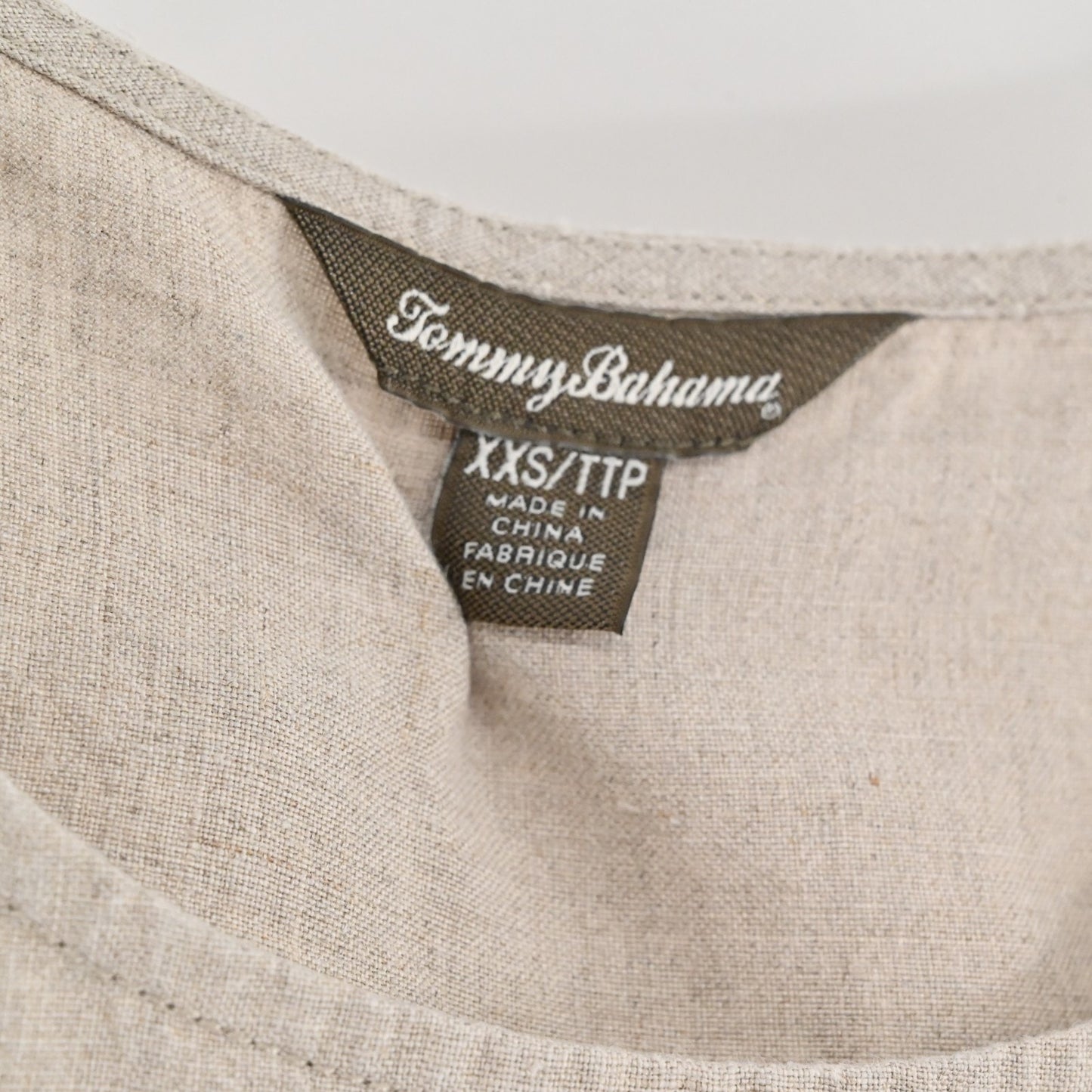 Tommy Bahama Womens Linen Top Size XXS Beige Lagenlook Neutral Short Sleeve Boho