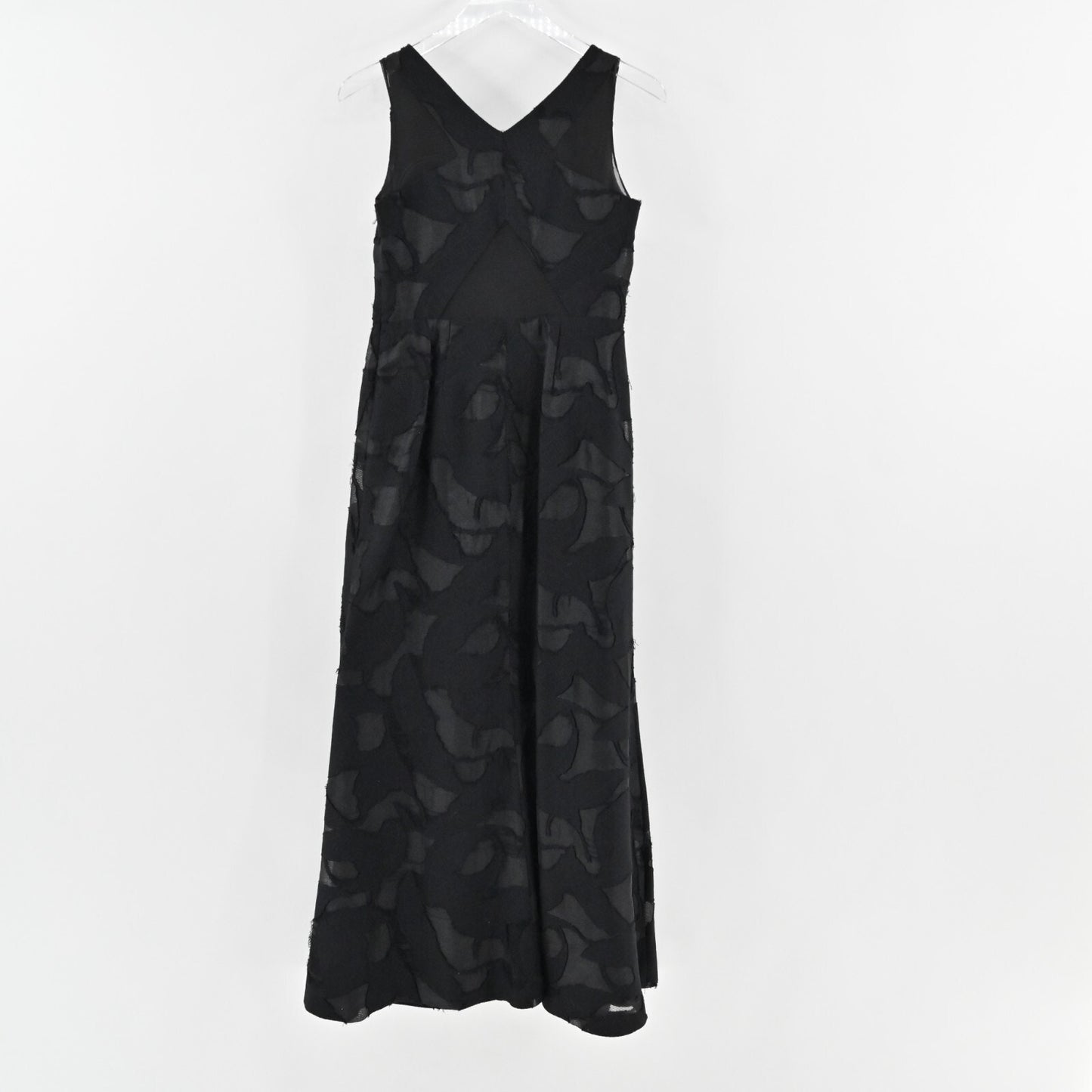VERA WANG Dress Size 4 Black Sleeveless VNeck Burnout Organza Lace Maxi Gown