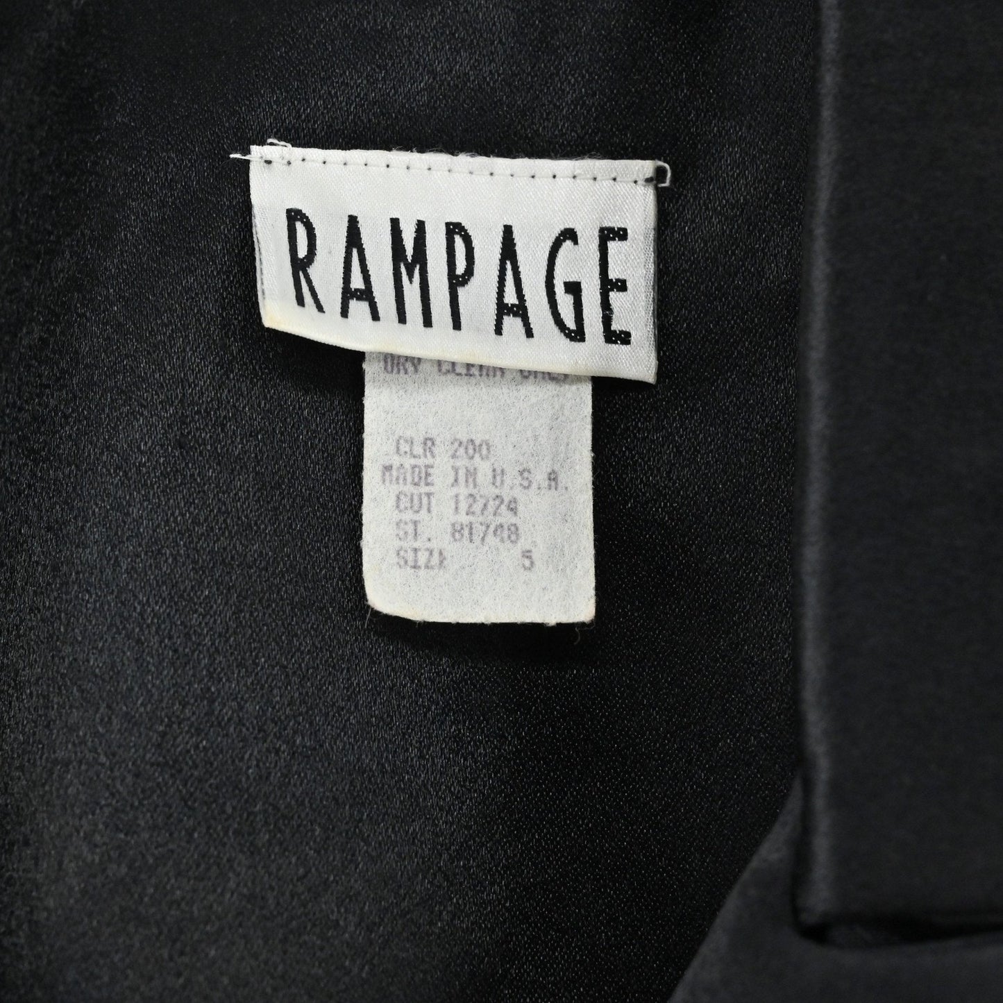 Vtg Y2k Rampage Satin Blazer Dress Size 5 Black Sleeveless Double Breasted USA