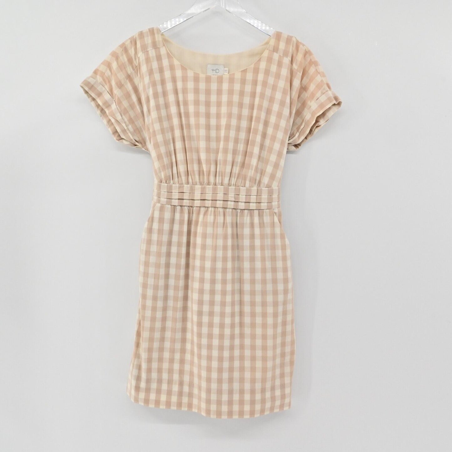 ANTHROPOLOGIE Dress Sz 4 HD In Paris Ribboned Poplin Gingham Sheath Cottagecore