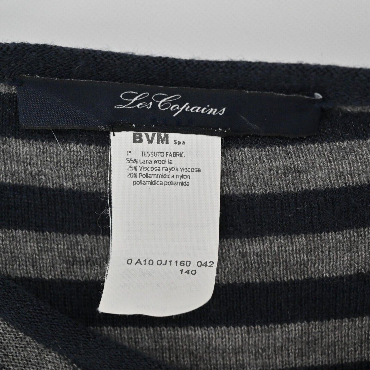 LES COPAINS Sweater Womens Size M Wool Striped Twist Shoulder Boat Neck Capsule