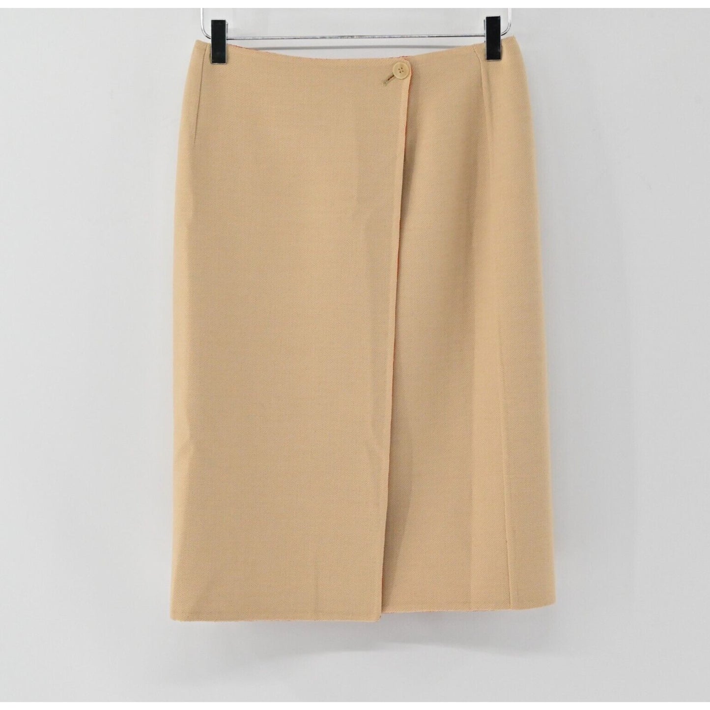 Vtg Reversible Skirt Womens Sz S Orange Tan Tweed Knee Length Wrap Retro 60s 70s