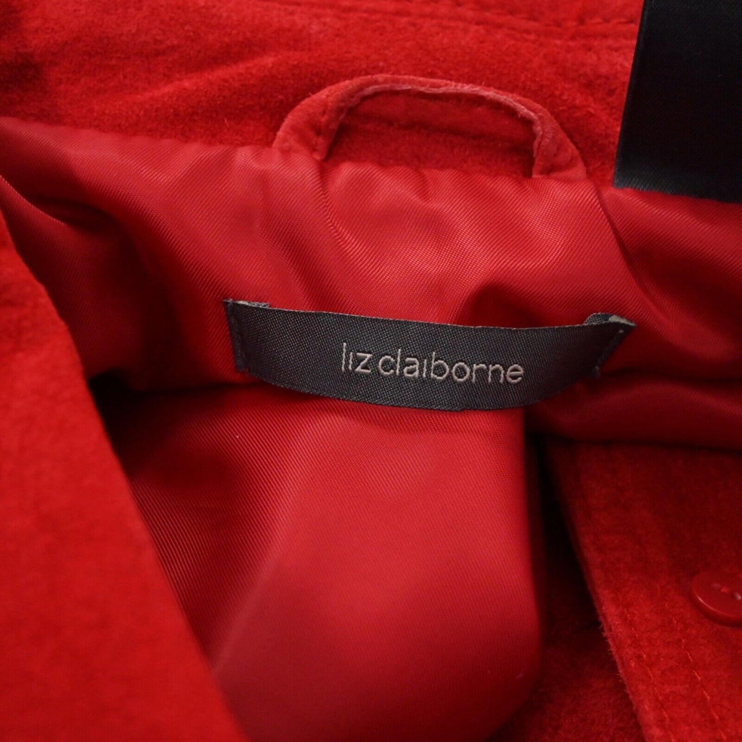 LIZ CLAIBORNE Jacket Womens Size M Suede Leather Red Button Front Retro 00s Y2K