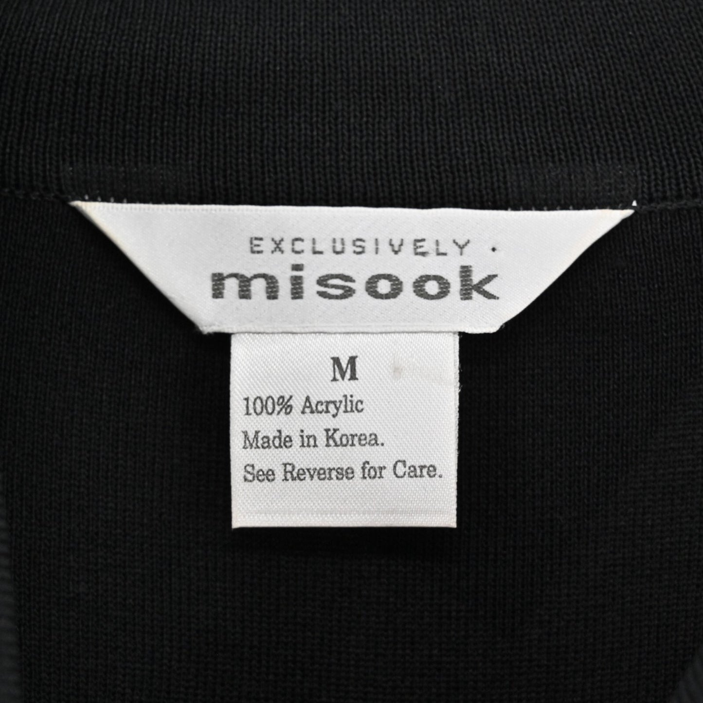 MISOOK Black Sweater Womens Size M Quiet Luxury Knit Fold Collar Exclusively