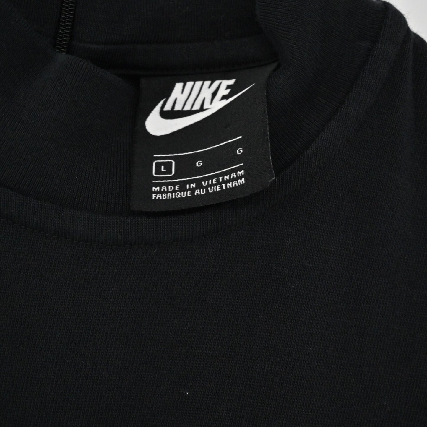 NIKE Womens Black Jumpsuit Size L Logo Cotton Sleeveless Mock Neck Crop Wide Leg