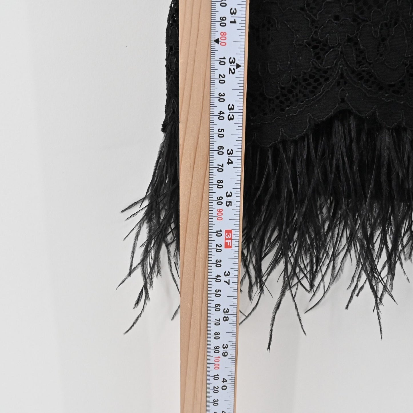 NICOLE MILLER Dress Sz 10 Black Feather Trim VNeck Sleeveless Lace Mini Flapper