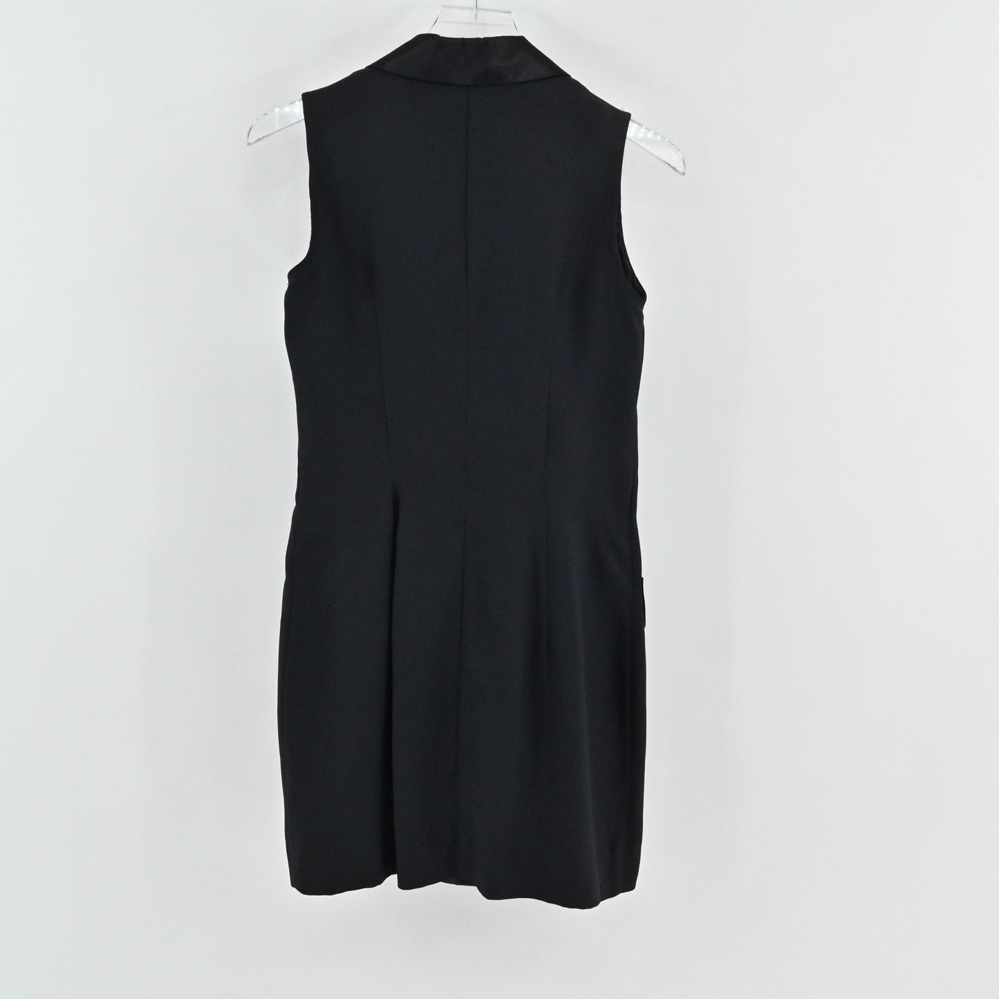Vtg Y2k Rampage Satin Blazer Dress Size 5 Black Sleeveless Double Breasted USA