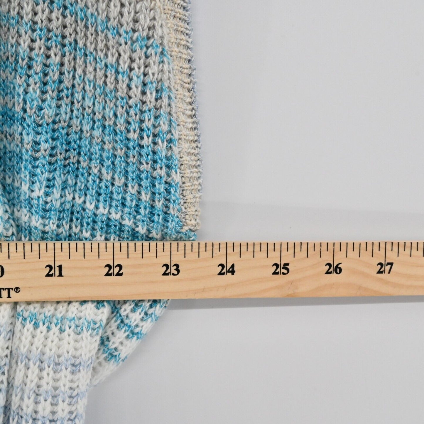 INTERMIX Sweater Womens Size M Drop Shoulder Knit Fringe Cardigan Tie Blue Multi