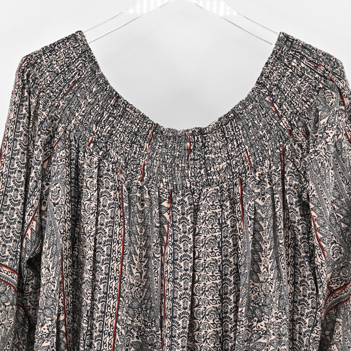 ANTHROPOLOGIE Top Womens Size L Virginia Augusta Boho Off Shoulder Lace Trim
