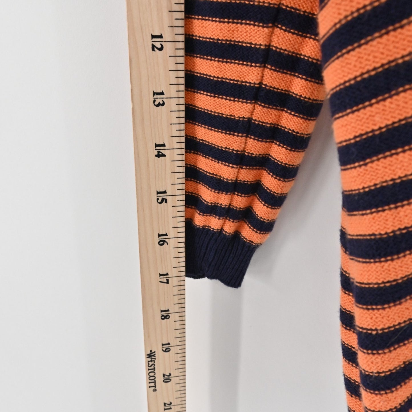 Ralph Lauren Womens Striped Knit Sweater Size XL Orange Blue Rugby Preppy VNeck