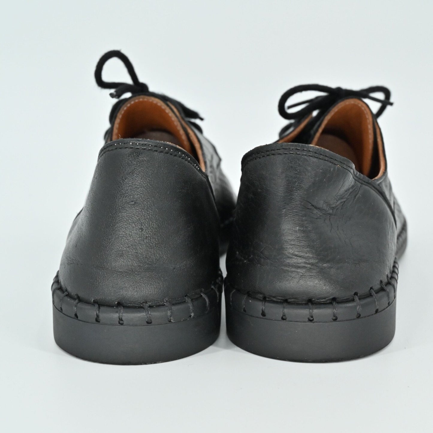 MARAK Loafers Womens Size 38 Black Mari Perforated Leather Lace Up Whipstitched
