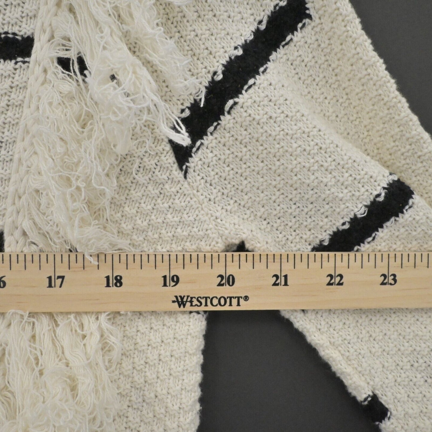 LUCKY BRAND Sweater Womens Sz Medium Fringe Pullover Long Sleeve Stripe Natural