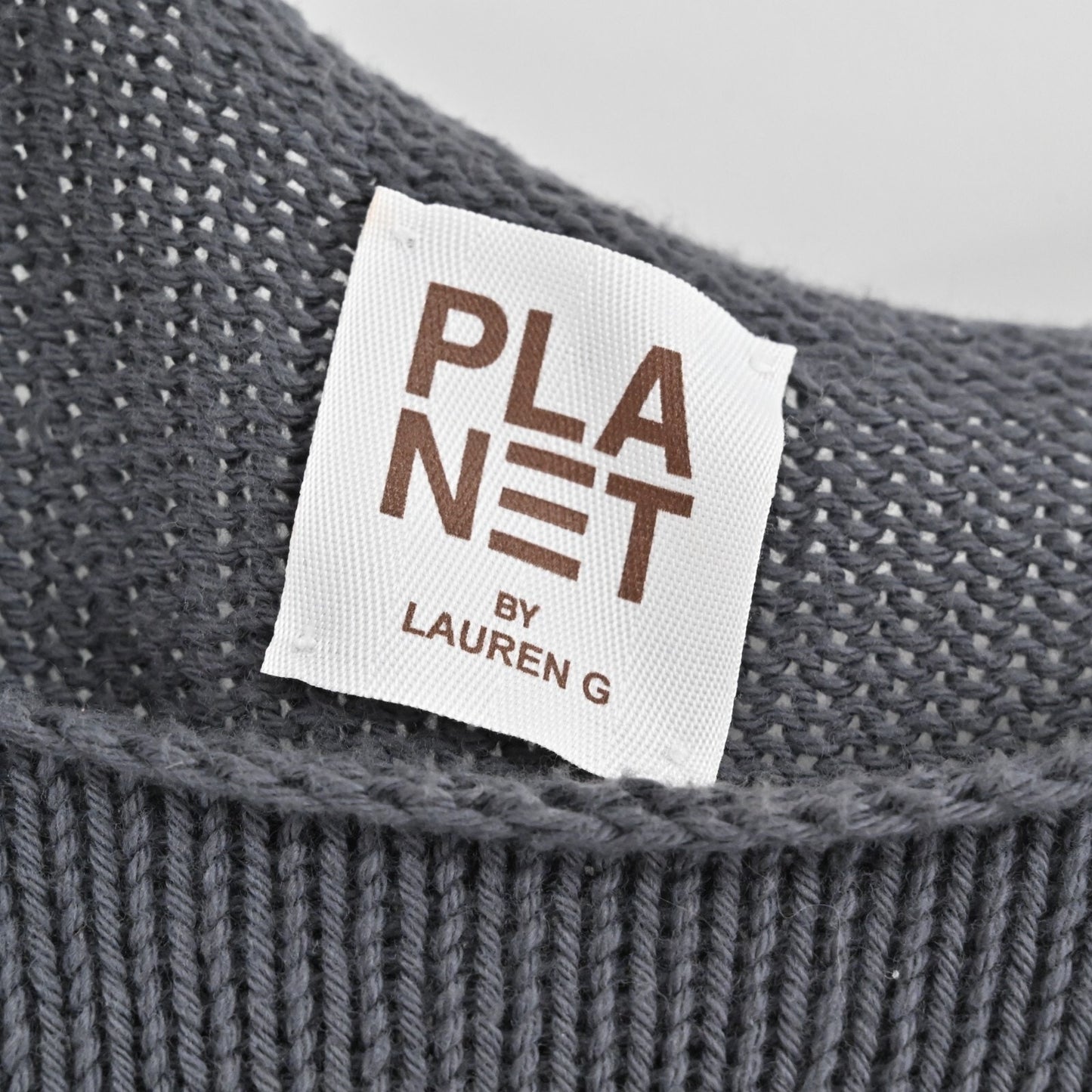 PLANET Gray Distressed Sweater Womens Size OS Hole Cotton Knit Bateau Neck