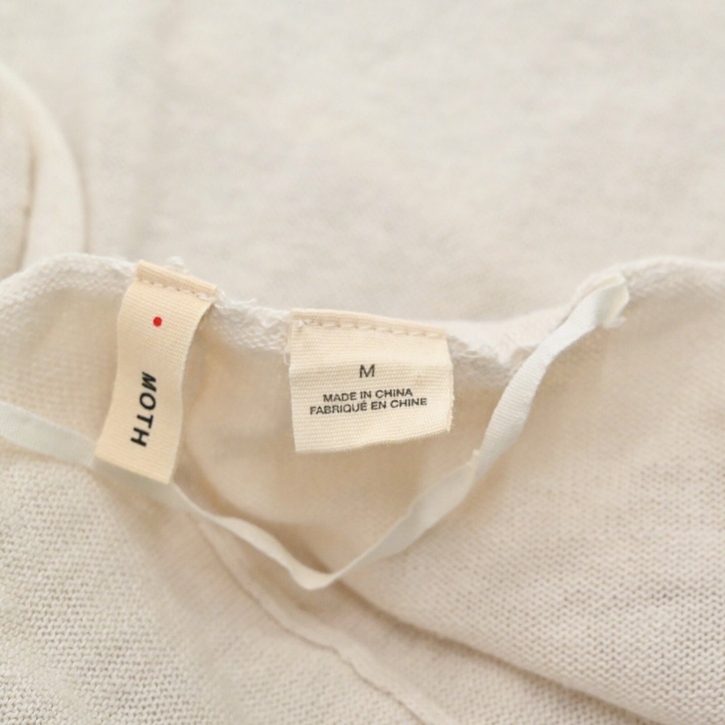 ANTHROPOLOGIE Moth Womens Cardigan Size M Ivory Linen Cotton Zip Dolman Sleeve