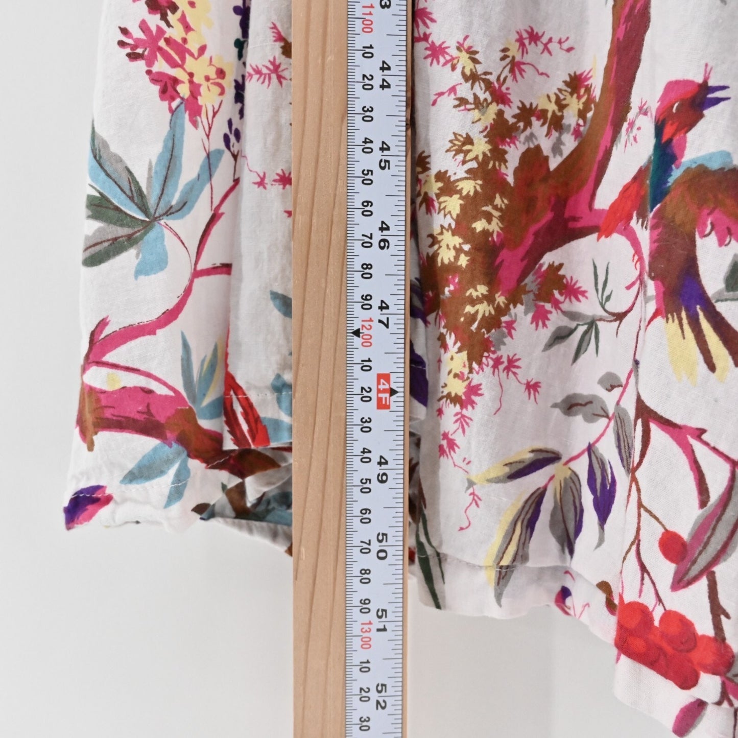 GUADALUPE DESIGN Maxi Dress Size S Cotton Tie Neck Bird Floral Print Relaxed