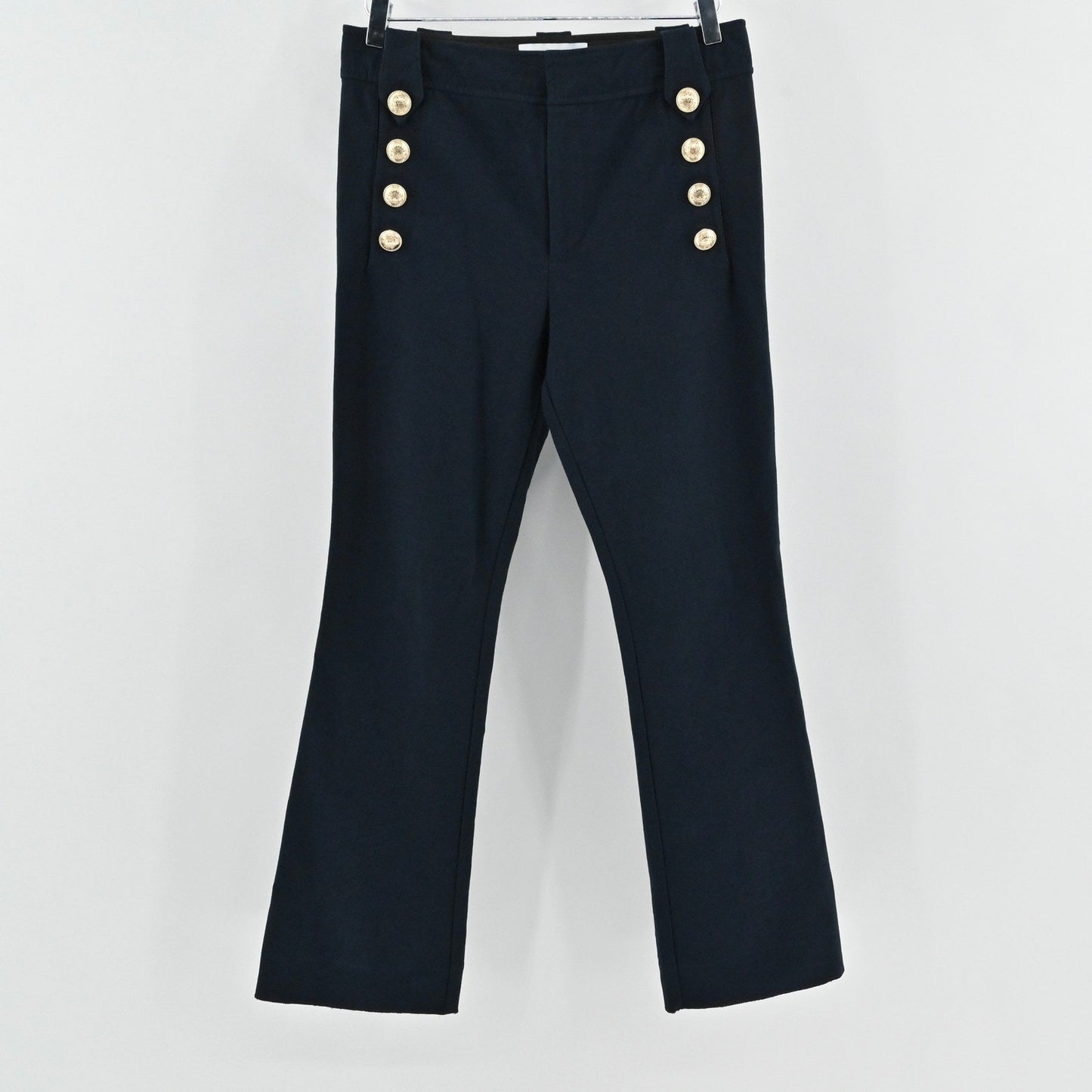 Derek Lam 10 Crosby Womens Robertson Pants Size 8 Sailor Navy Blue Gold Button