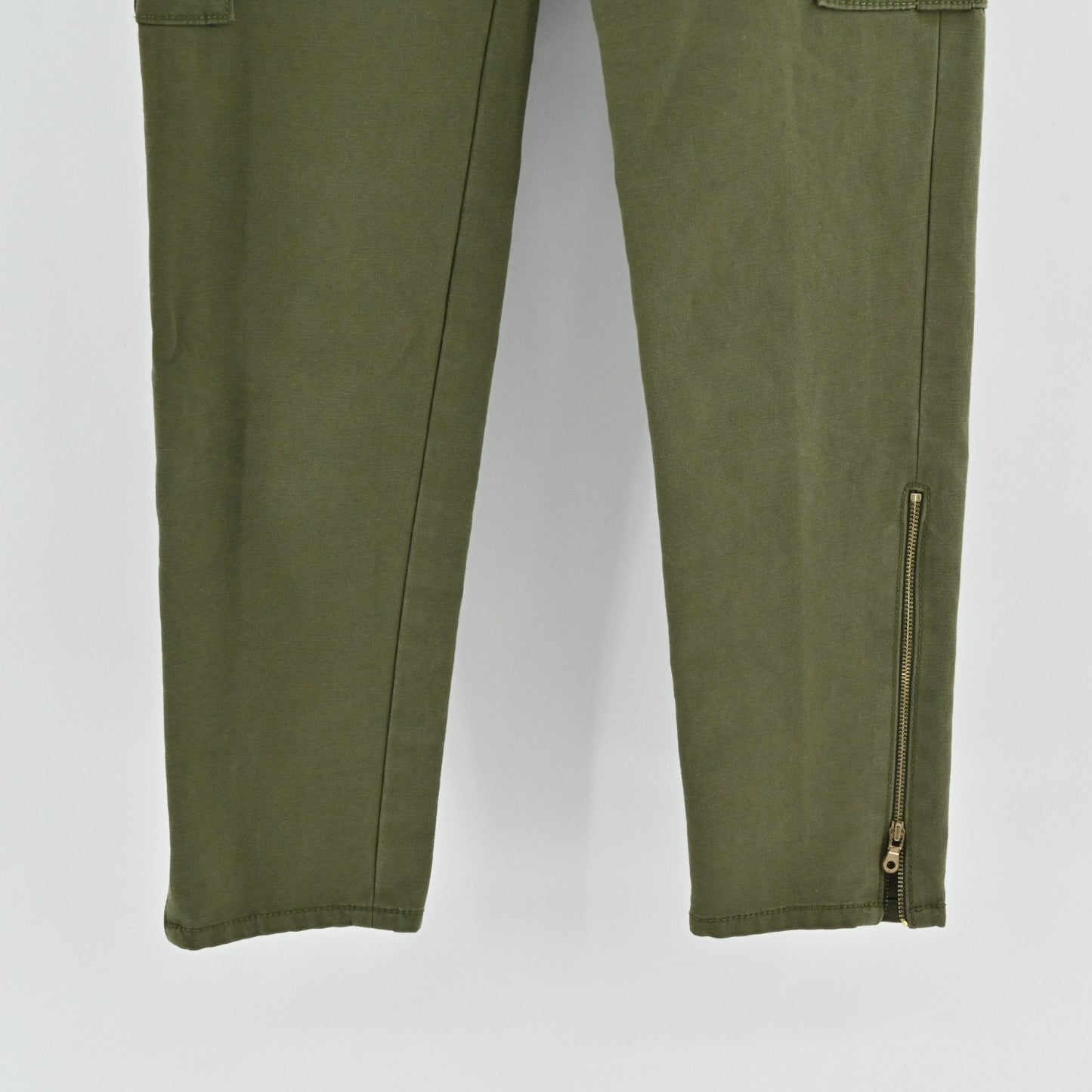 Kate Spade Havana Alma Green Cargo Pants Size 00 Slim Cropped Pocket Zip Trouser