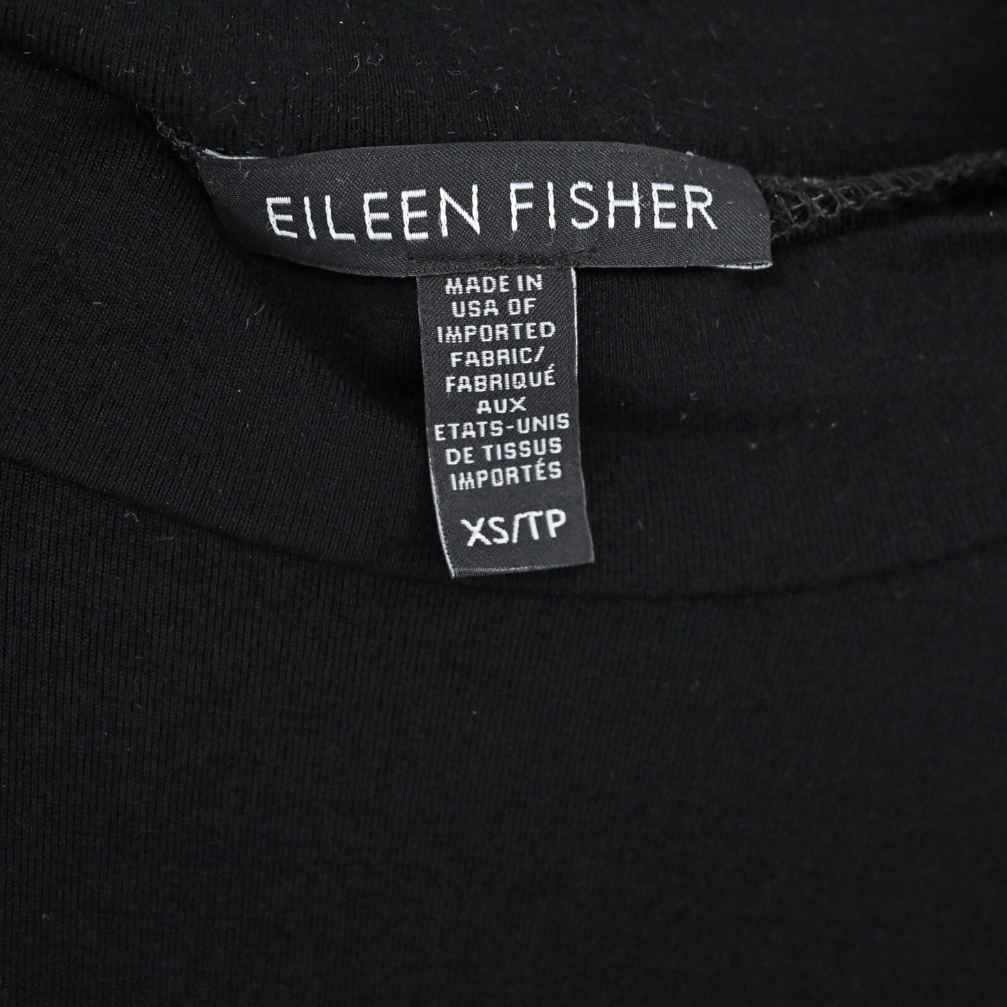 EILEEN FISHER Top Womens Size XS Black Long Sleeve Crew Neck Stretch Relaxed