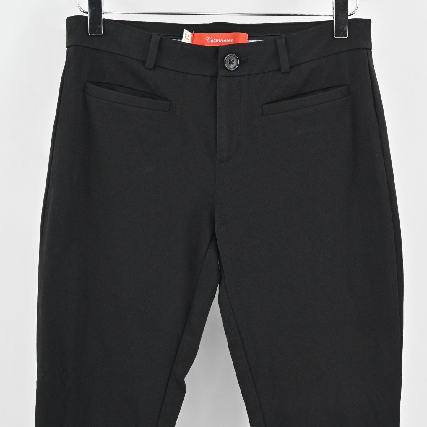 Anthropologie Cartonnier Womens Black Pants Size 2 Ruffle Hem Cropped Capri