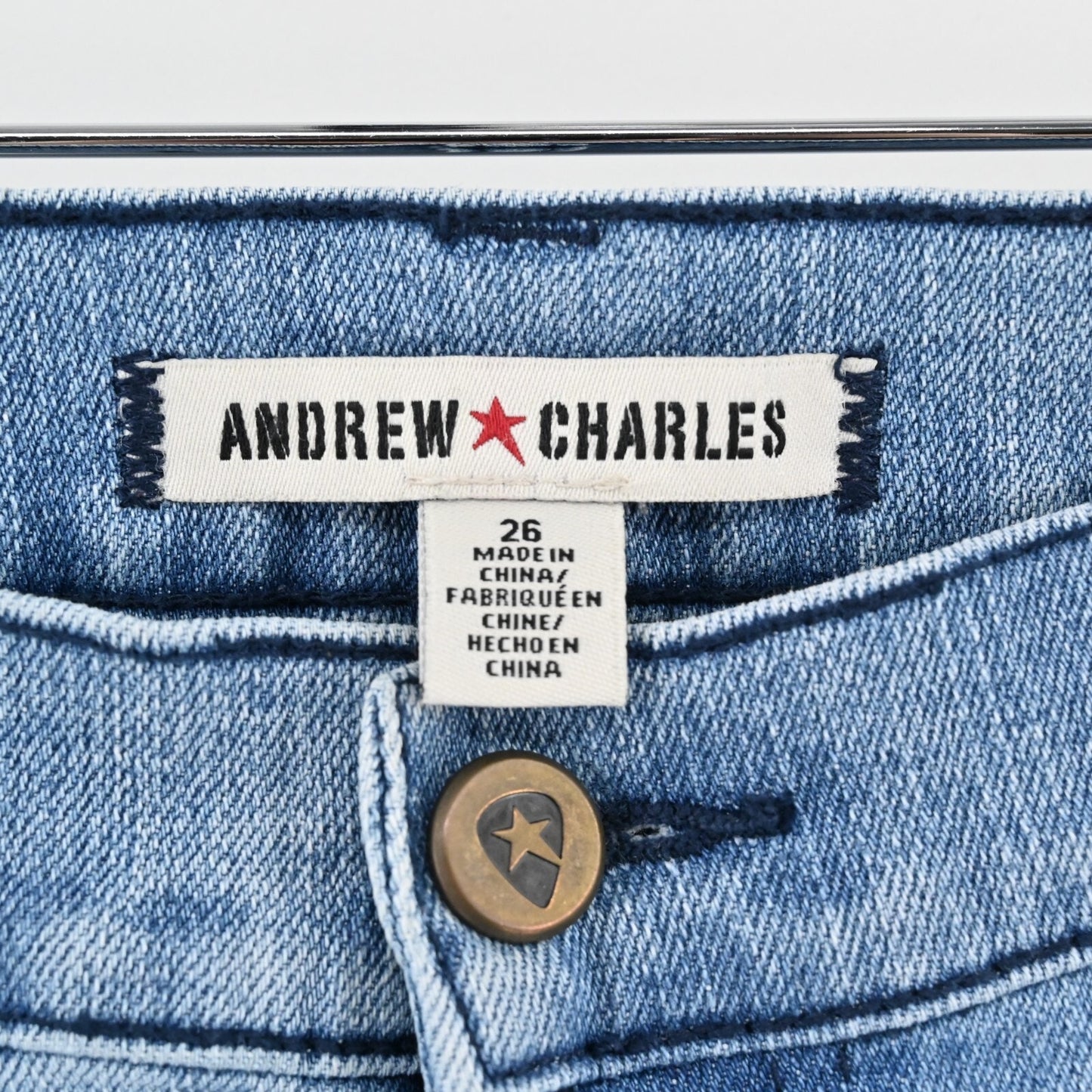 ANDREW CHARLES Jeans Sz 26 Corset Light Wash Lace Up Low Rise Flare Leg Retro