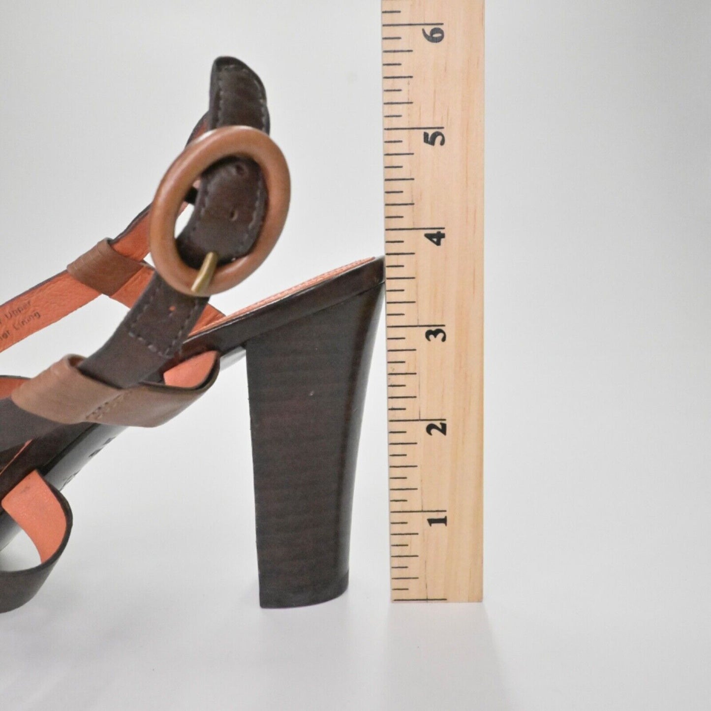 VIA SPIGA Sandals Womens Size 8.5 Brown Leather Ankle Strap Buckle Block Heel