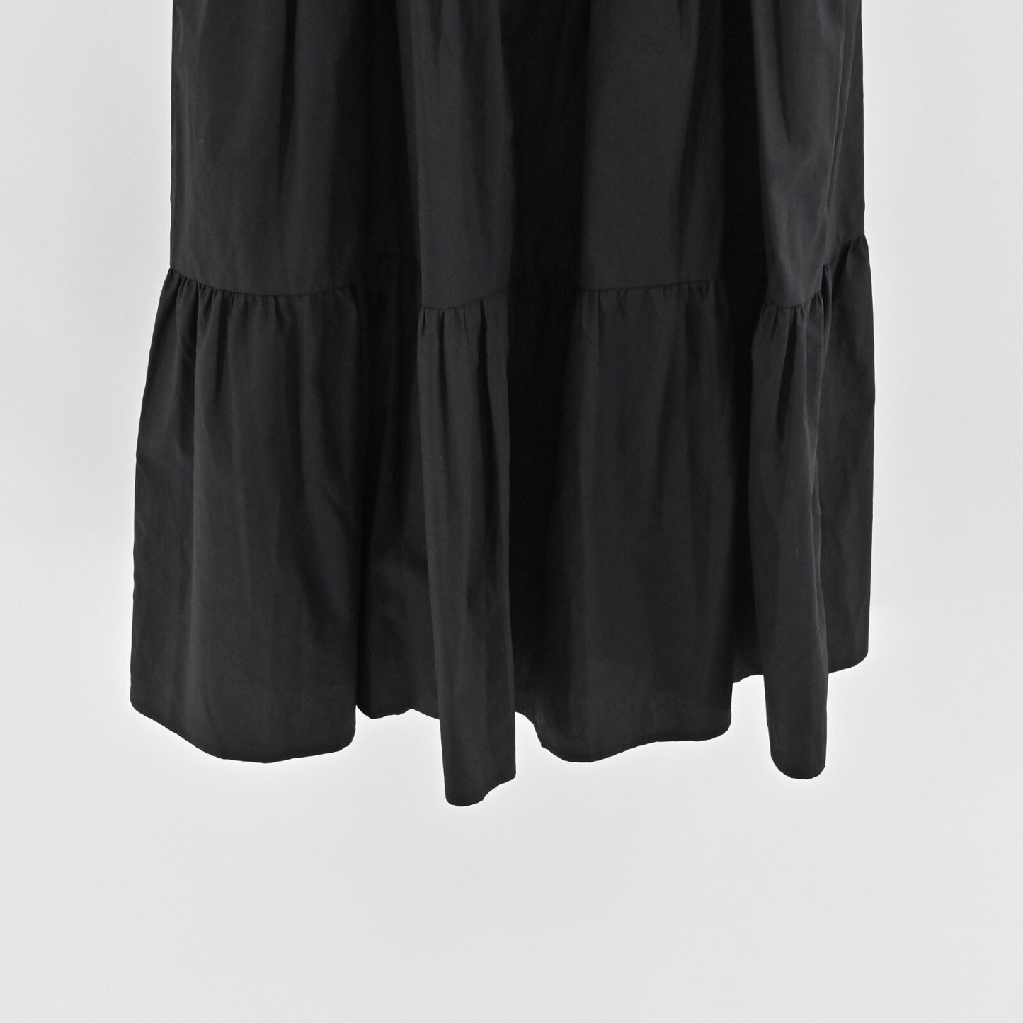 OPT Josephine Tiered Dress Size M Black Square Neck Puff Sleeve Midi Cottage NEW