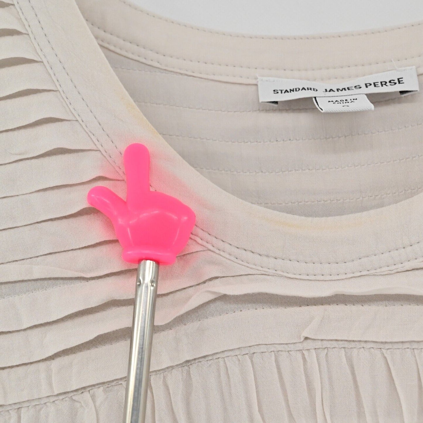 JAMES PERSE Dress Womens Sz XS Standard Pleated Ivory Short Sleeve Shift Viscose